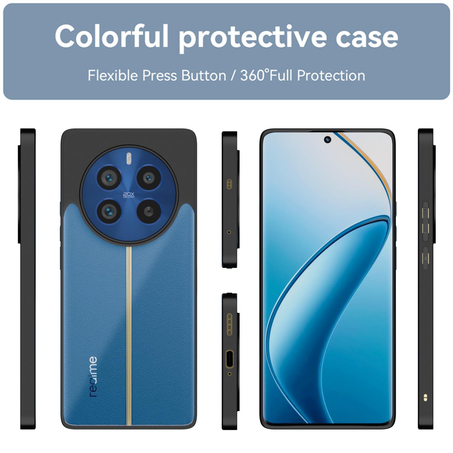 Pikkme Realme 12 Pro 5G Eagle 2 Shockproof Transparent Sleek Hybrid Armor Back Cover (Black)