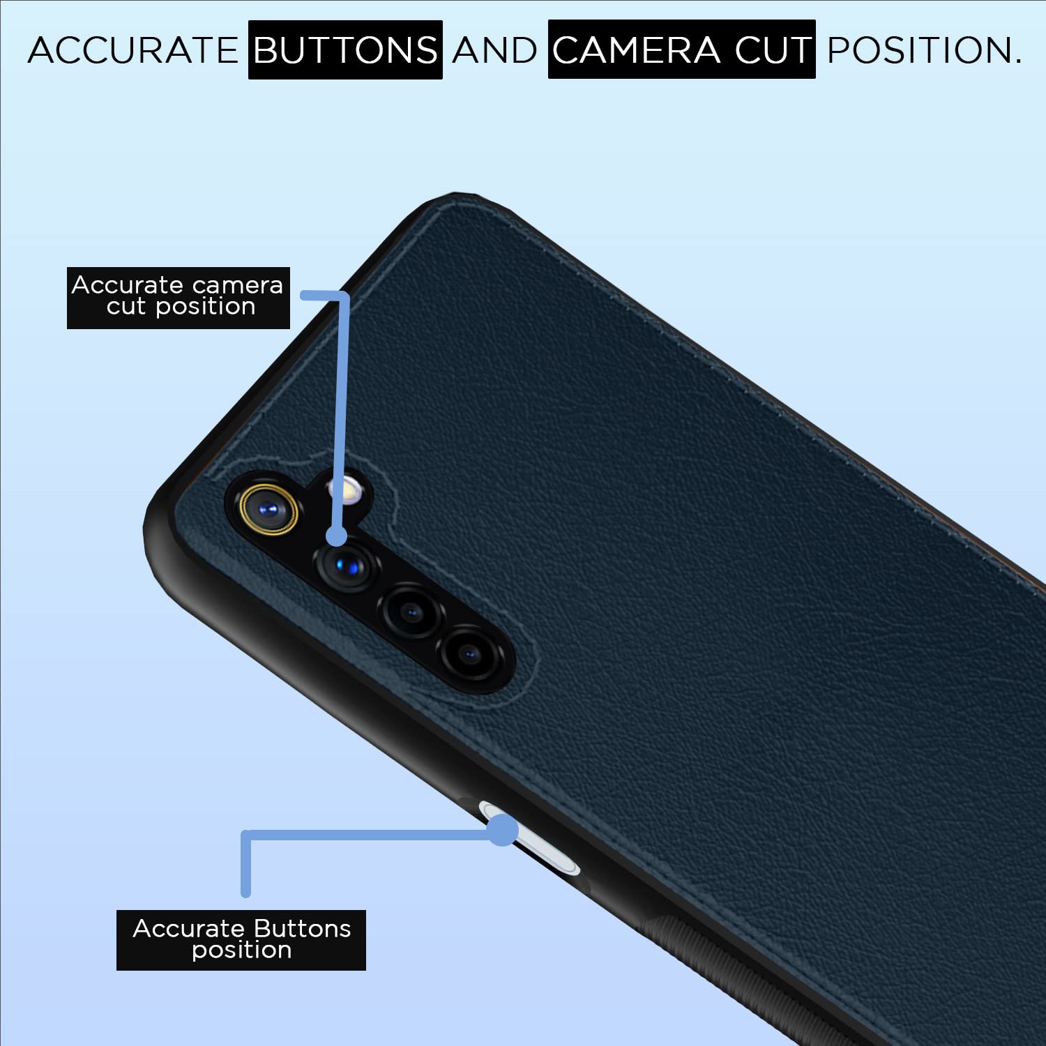 Pikkme Realme 6 Leatherback Back Case | Blue