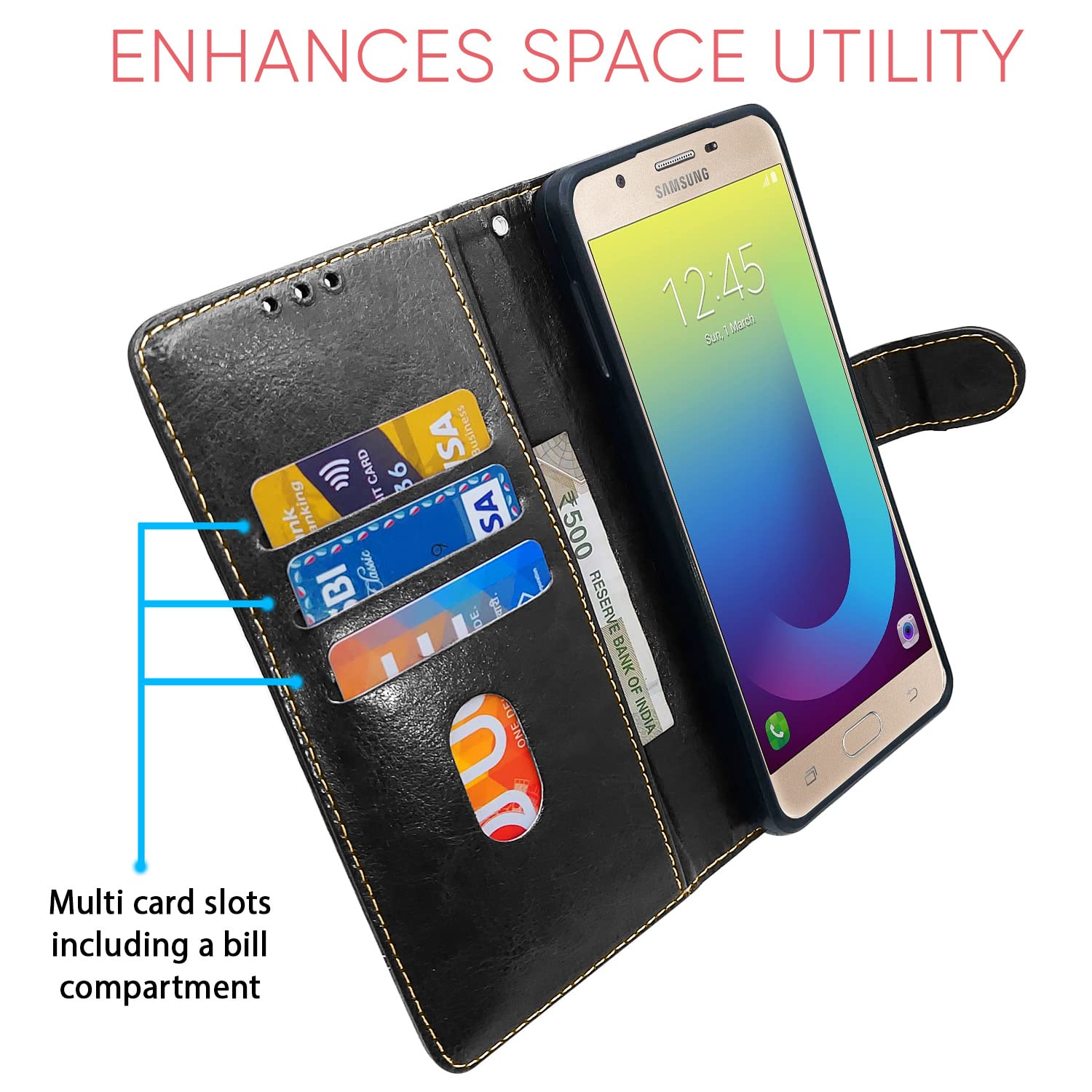 Pikkme Samsung J7 Prime black & brown flip cover – photo 3