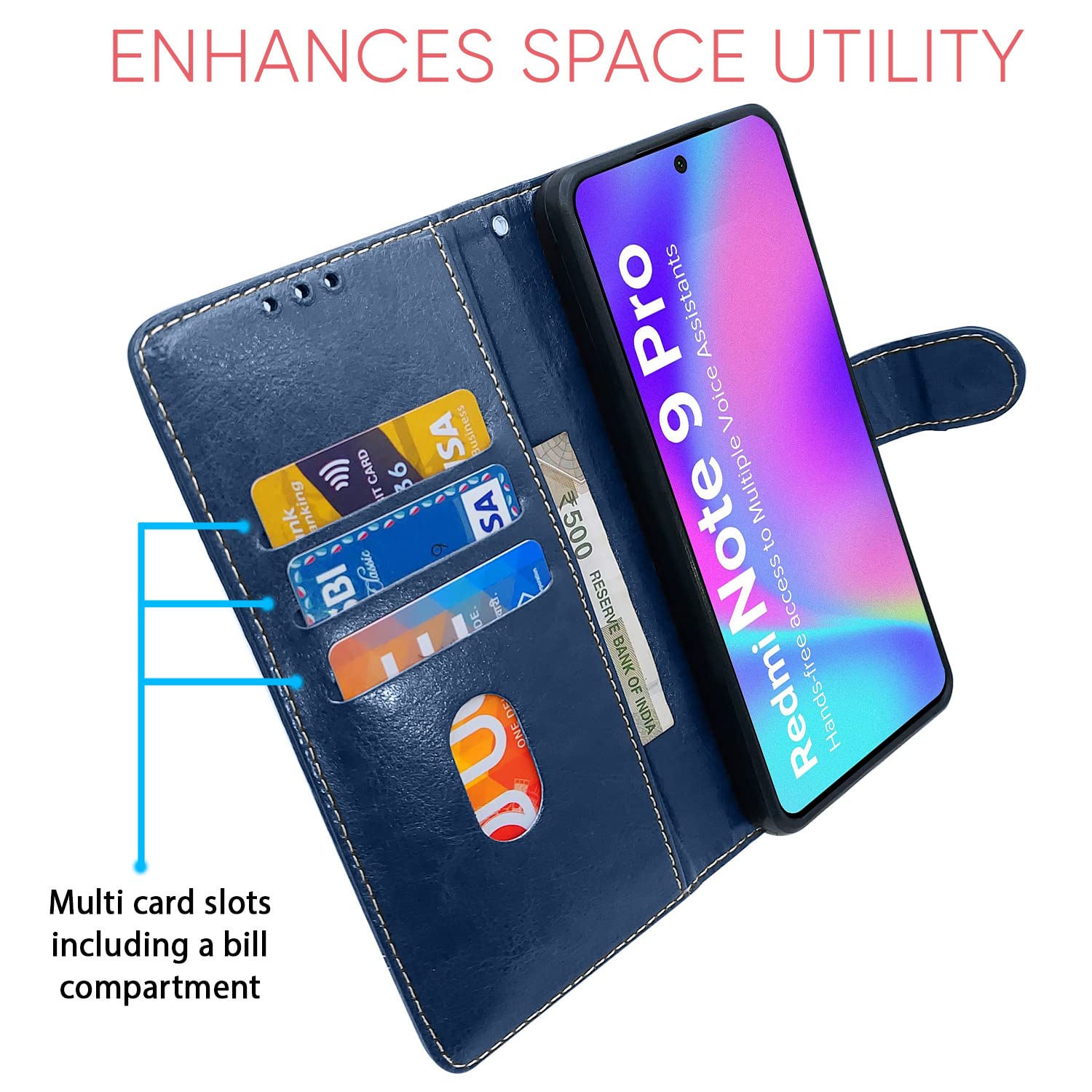 Blue & brown flip case for Redmi Note 10 Lite/Note 9 Pro/Pro Max – Pikkme – photo 3