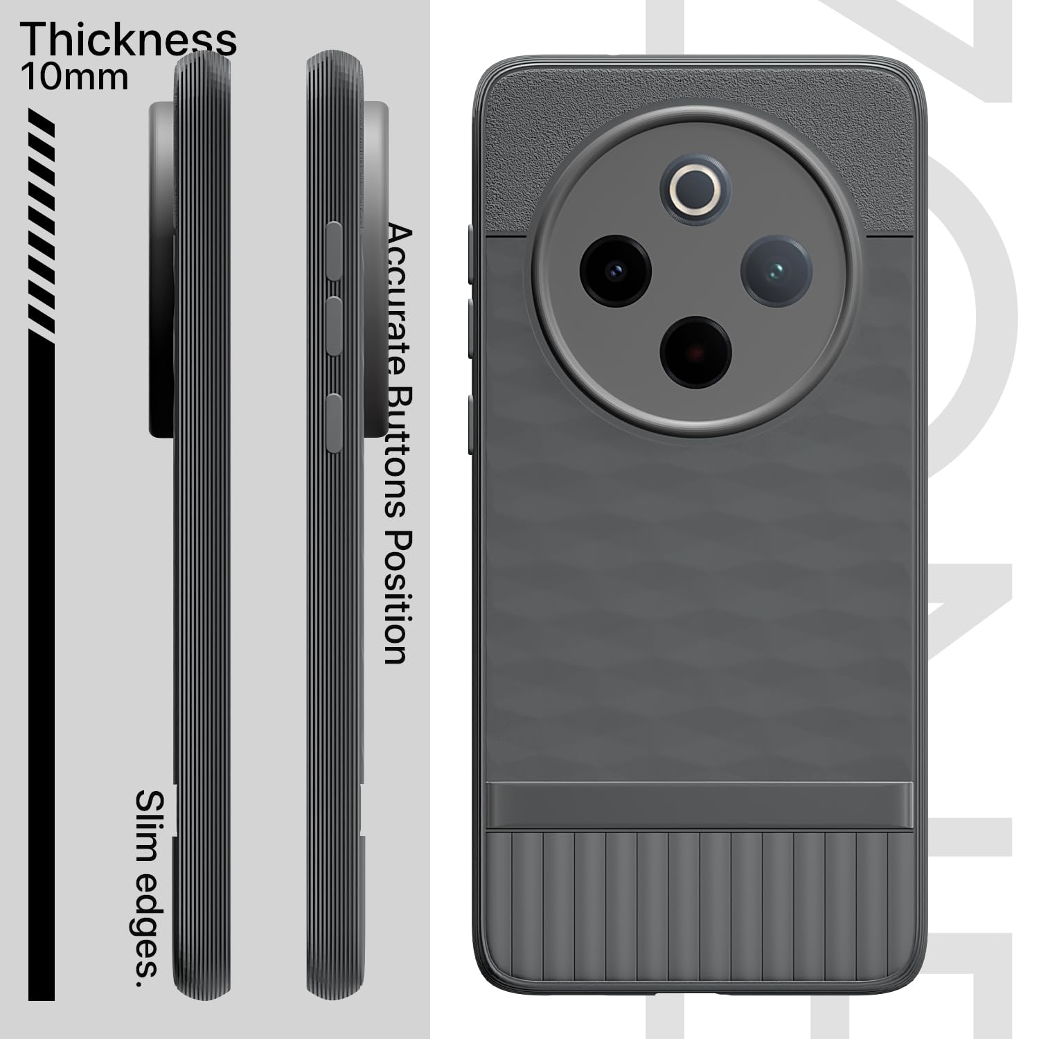 Pikkme Vivo T4 5G / iQoo Z10 5G Shockproof Soft Flexible Gencase Back Cover (Grey)