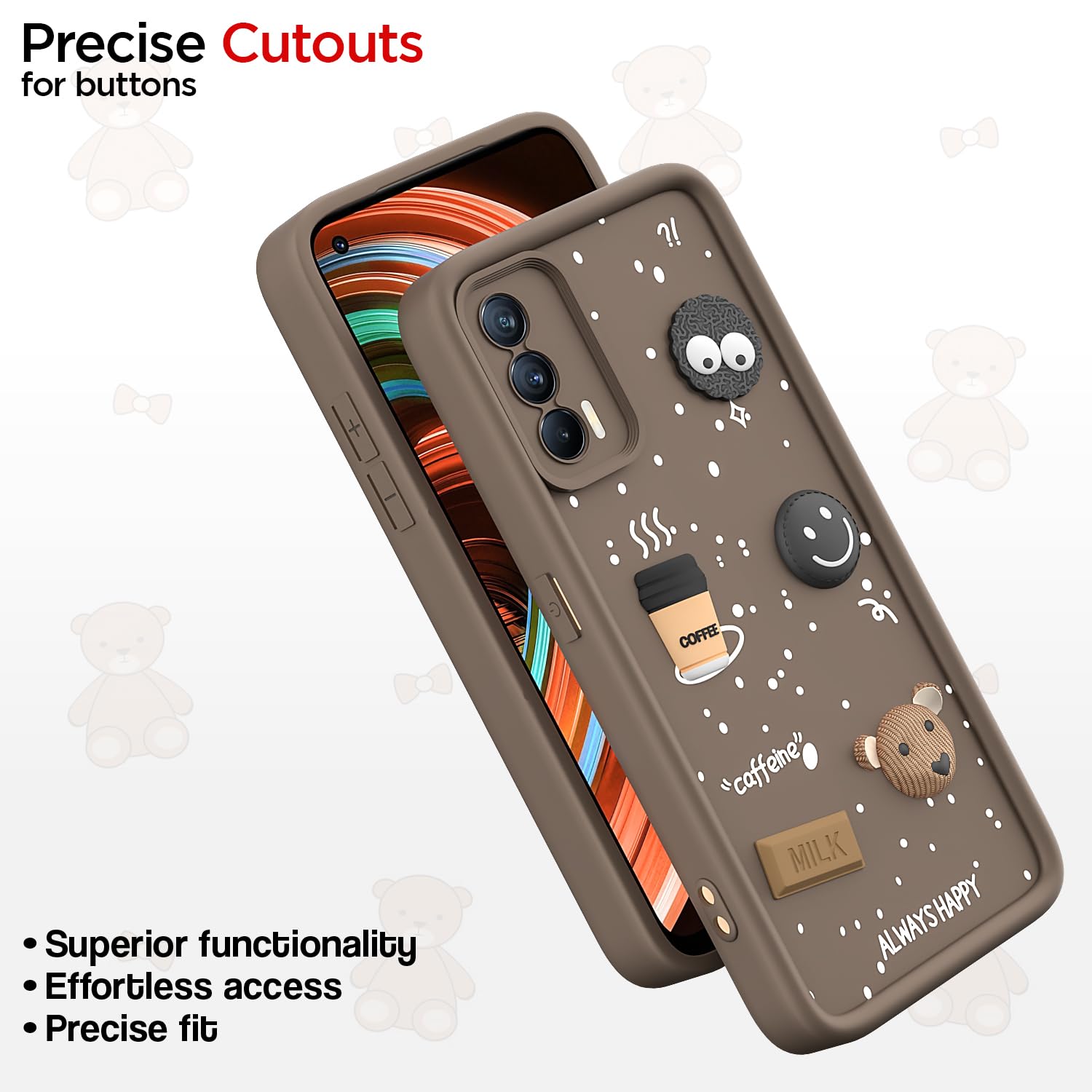 Pikkme Realme X7 5G/3D Silicone brown phone cover – photo 6