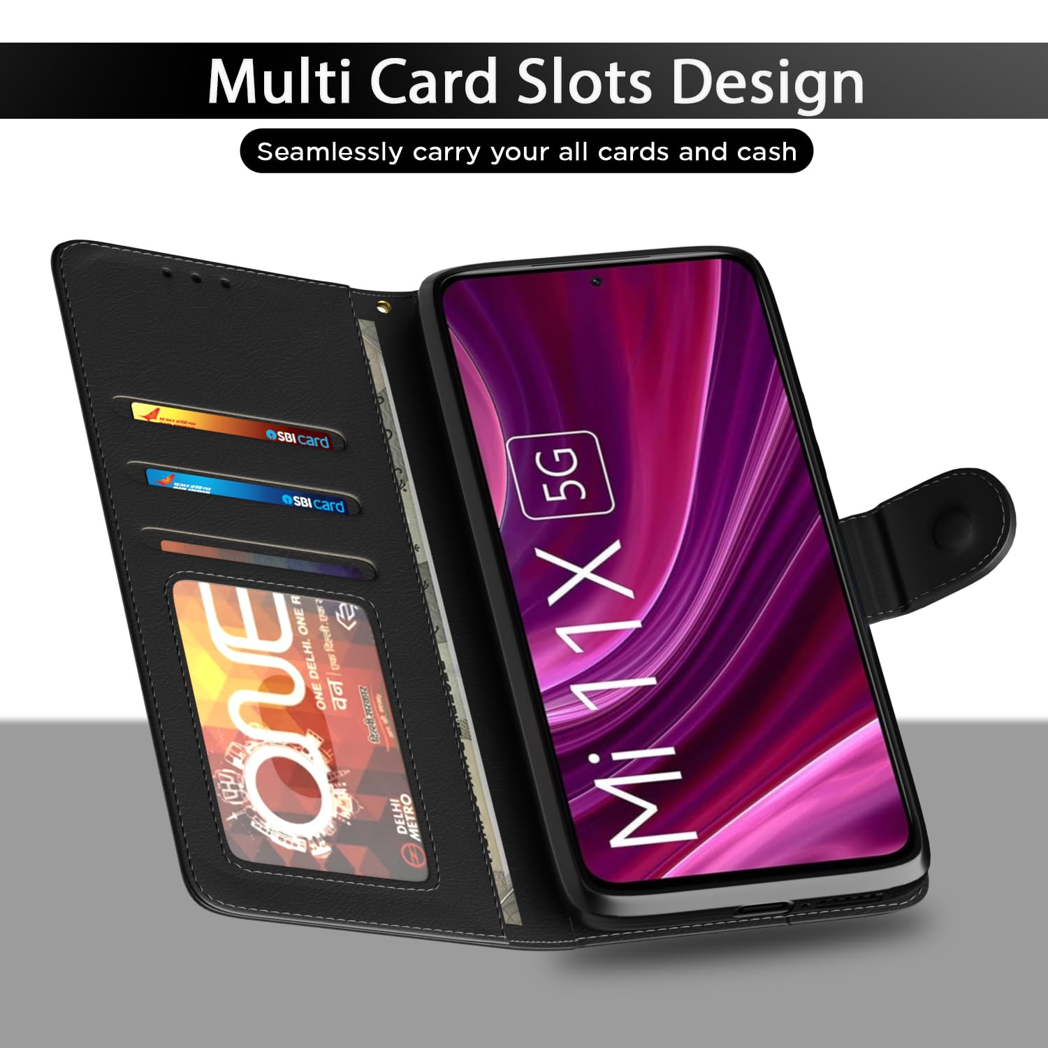 Black wallet flip cover for Mi 11x/11x Pro – Pikkme – photo 5