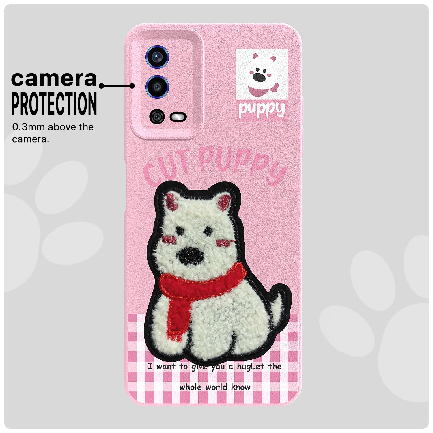 Oppo A55 Plush Patch phone cover in pink by Pikkme – photo 6