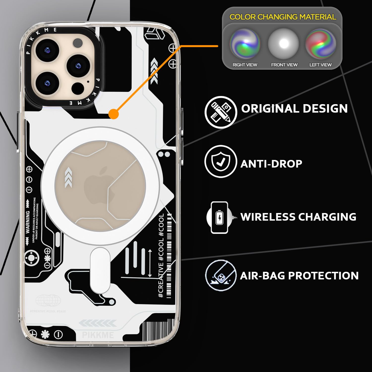 Pikkme iPhone 12 Pro Max Printmagsafe Back Cover (Black)