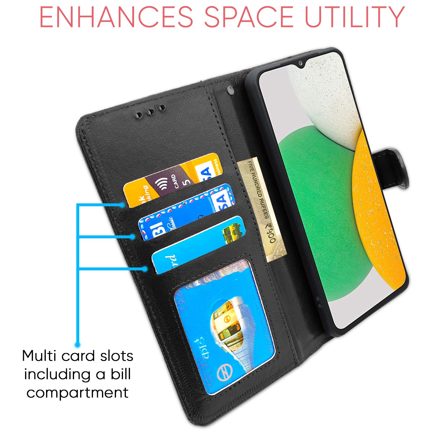 Pikkme Samsung Galaxy A03 Core Vintage Flip Cover (Black)