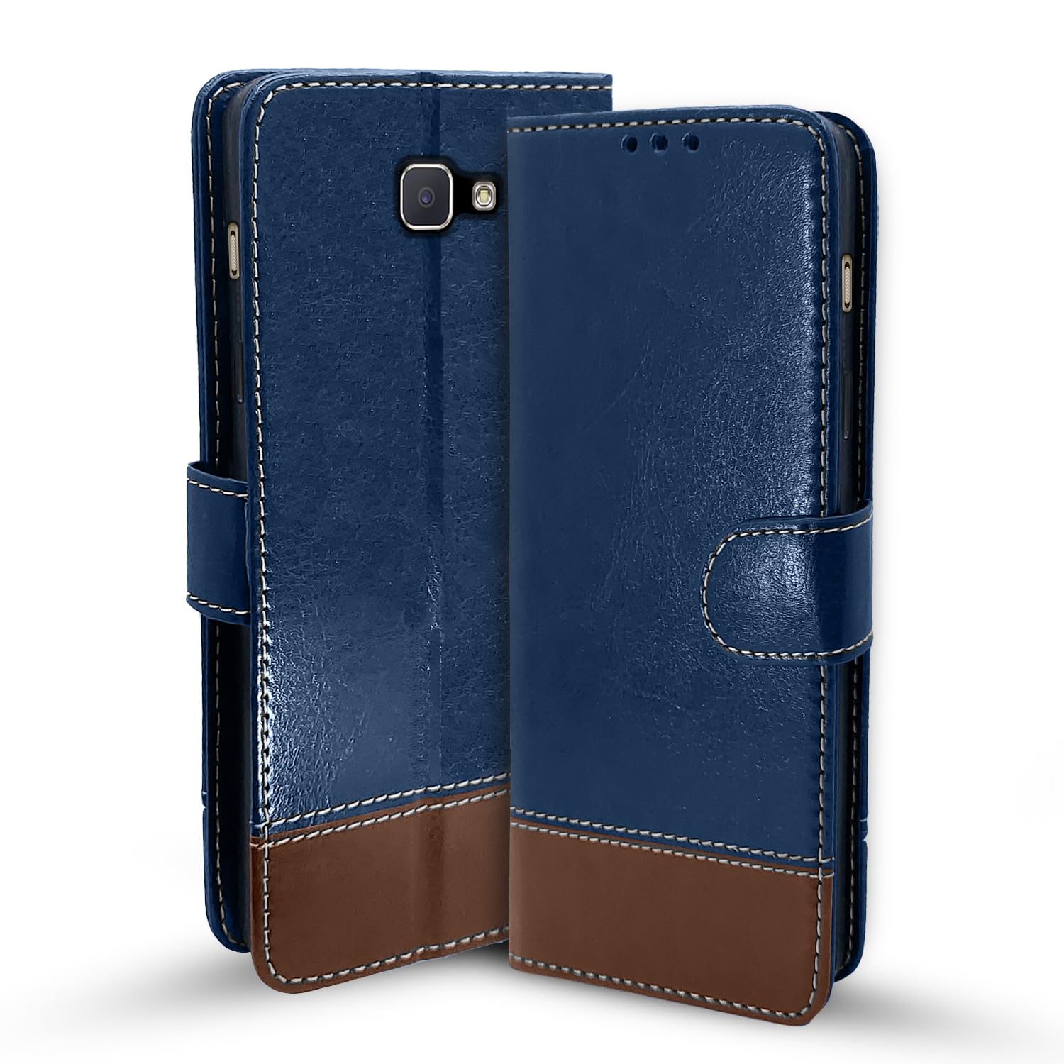 Samsung J5 Prime Magnetic flip cover in blue & brown by Pikkme