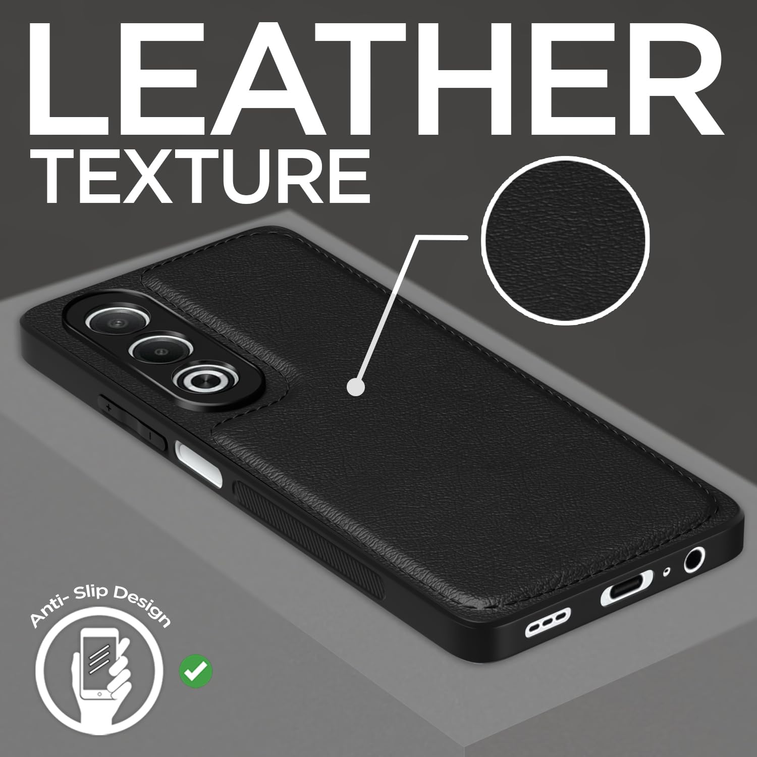 Pikkme Oppo K12x 5G Leatherback Back Case | Black