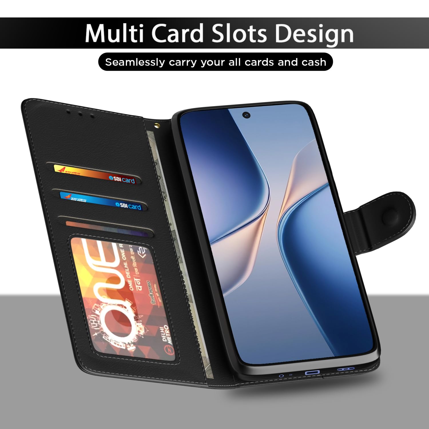 Black wallet flip cover for Moto G37 Power 5G – Pikkme – photo 5