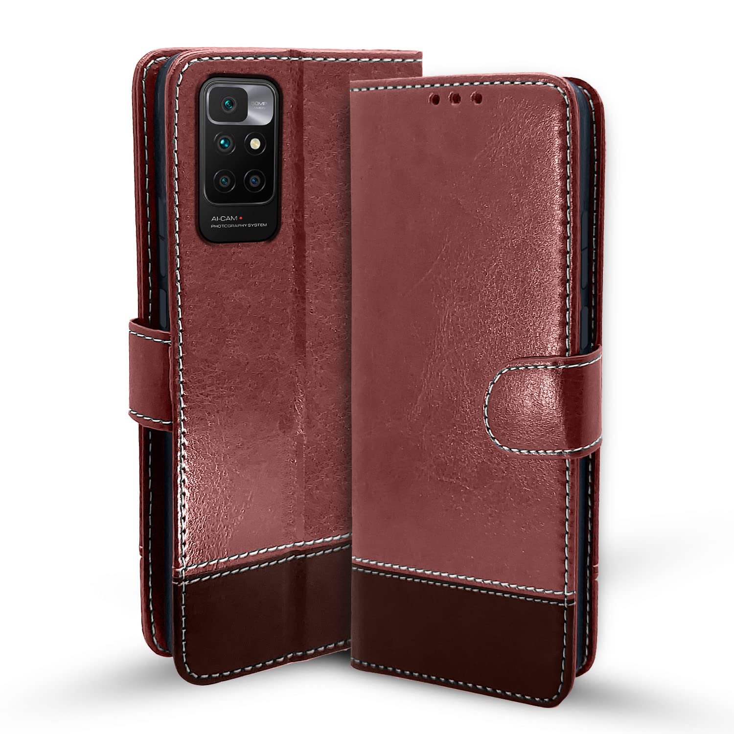 Pikkme brown & coffee mobile flip cover for Redmi 10 Prime