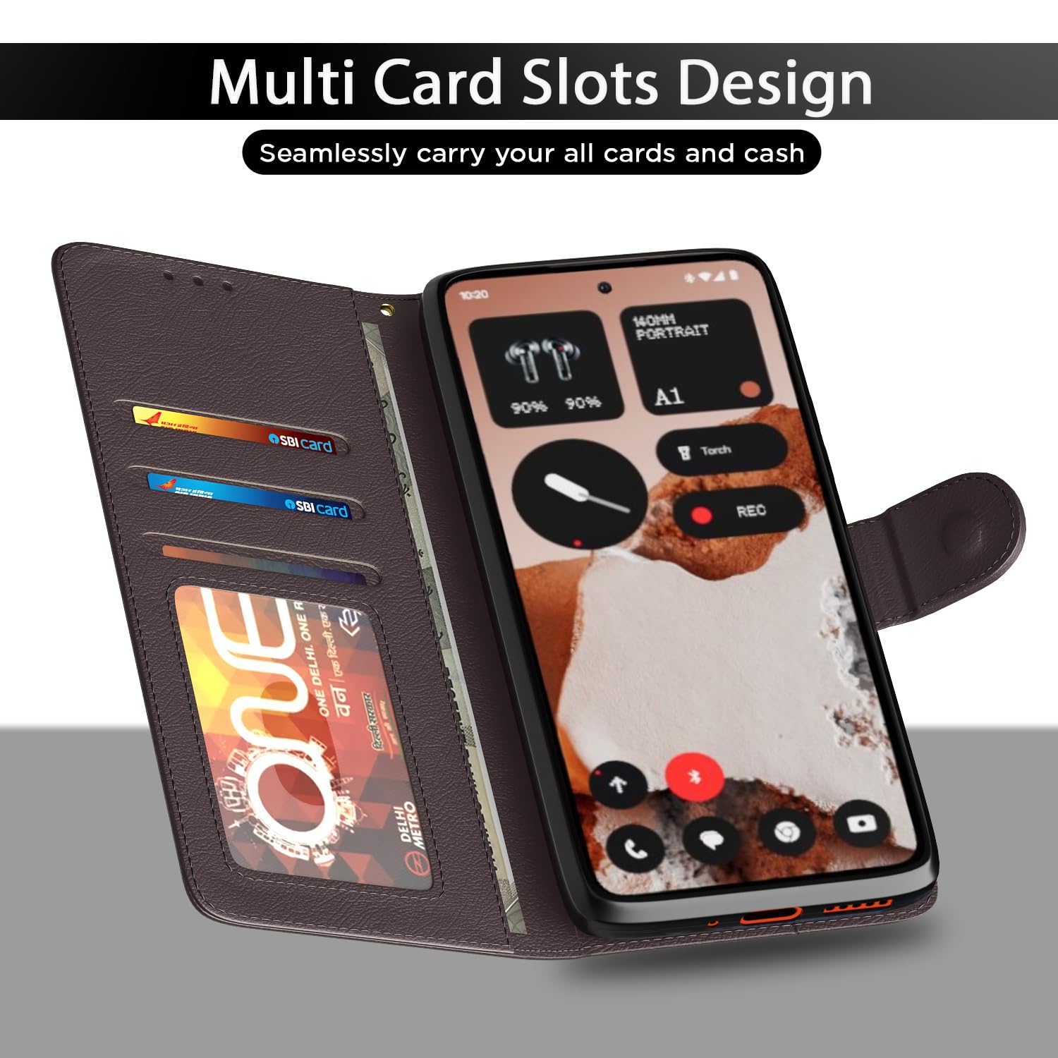Pikkme CMF by Nothing Phone 2 Pro 5G Vintage Flip cover (Coffee)