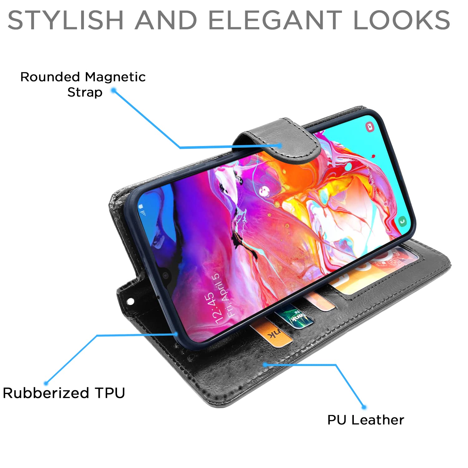 Pikkme Samsung Galaxy A70 / A70s Vintage Flip Cover (Black)