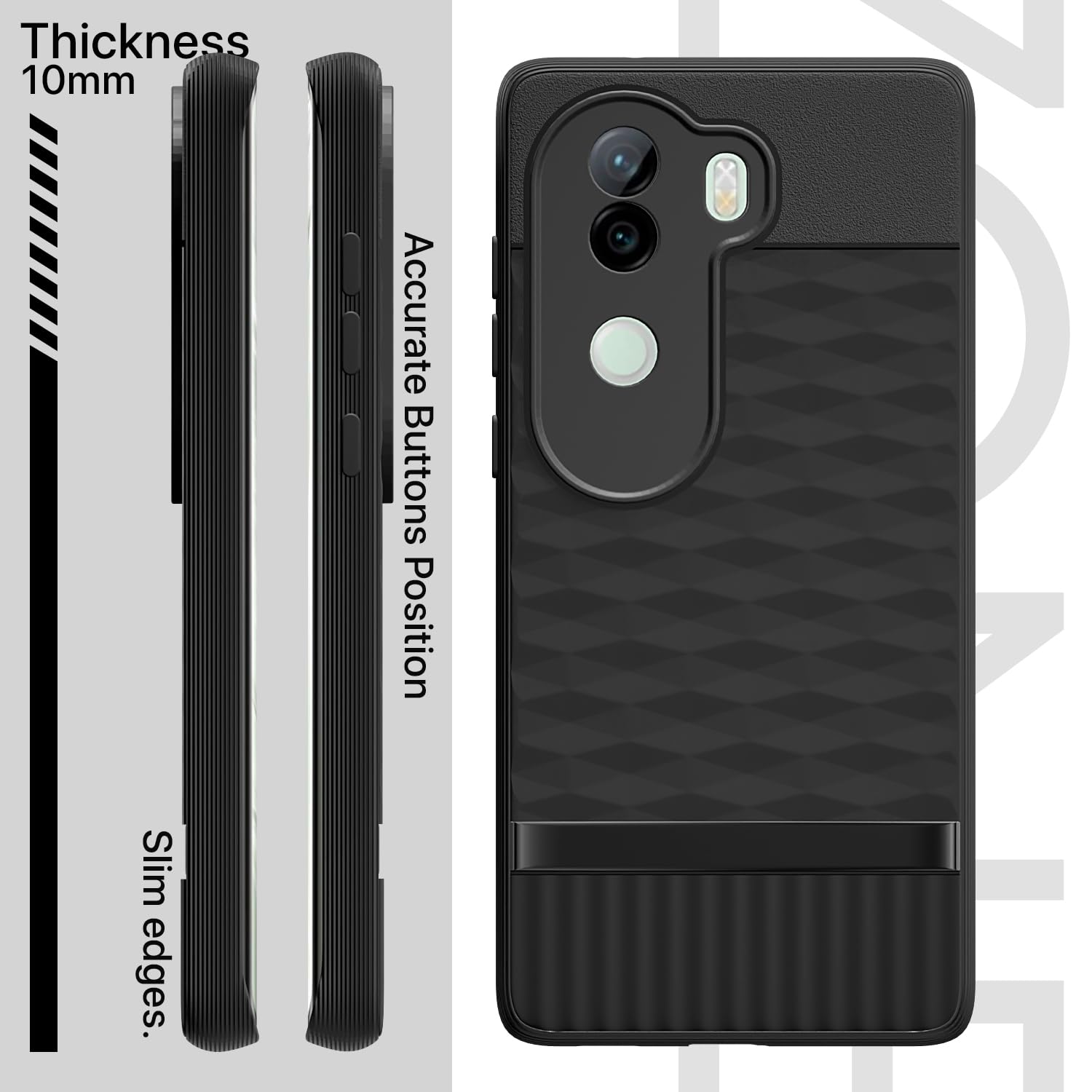 Pikkme Vivo V40e / iQOO Z9s 5G Soft Flexible Shockproof Gencase Back Cover (Black)