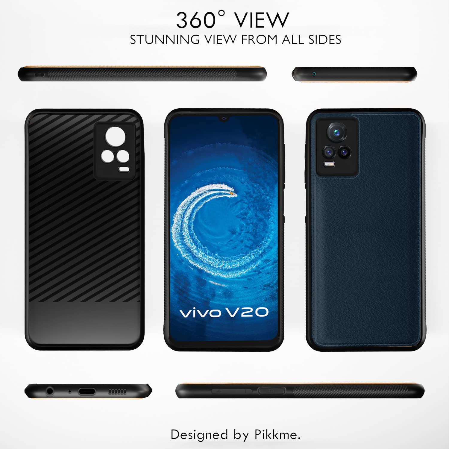 Pikkme Vivo V20 Leatherback Back Case | Blue