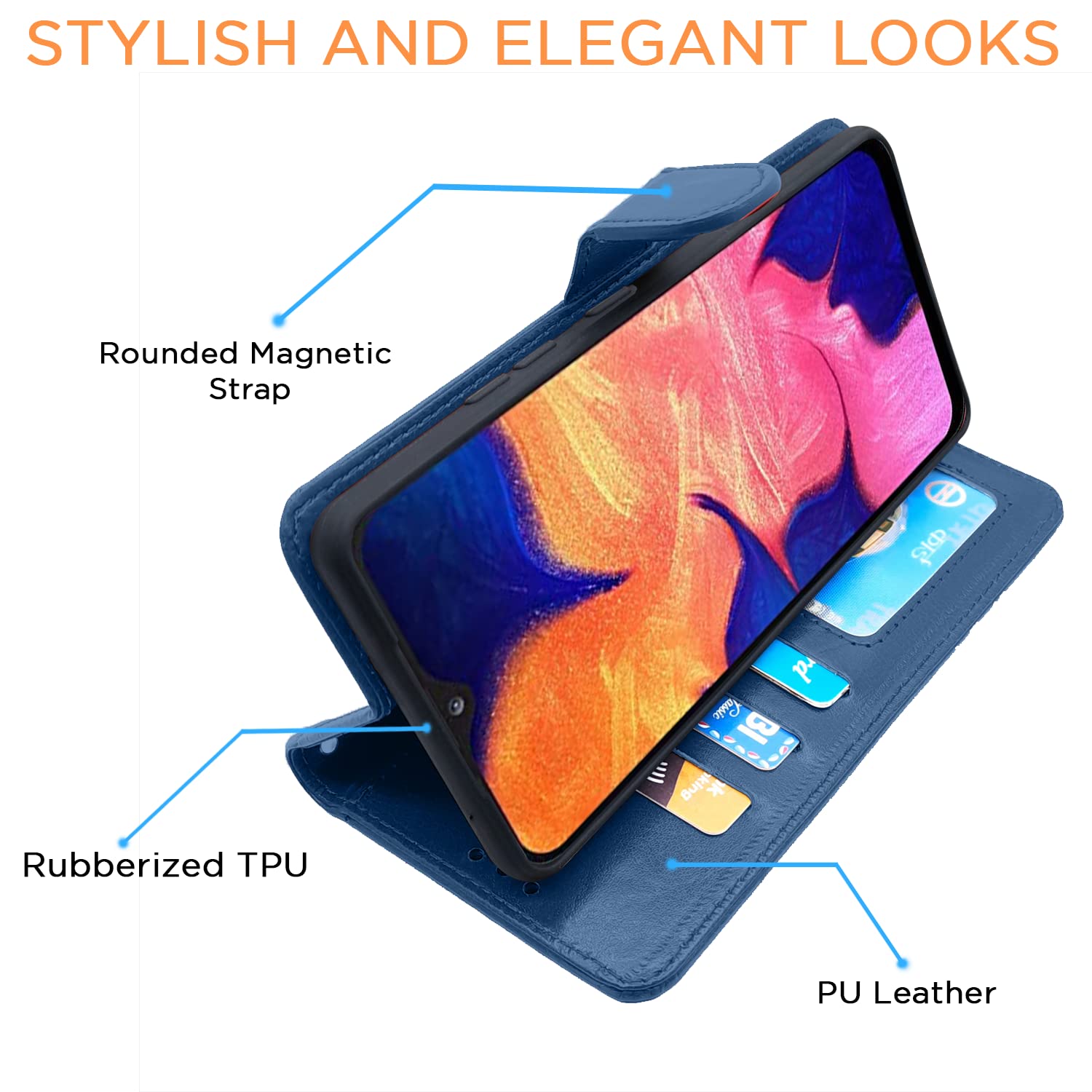 Pikkme Samsung Galaxy A10 Vintage Flip Cover (Blue)