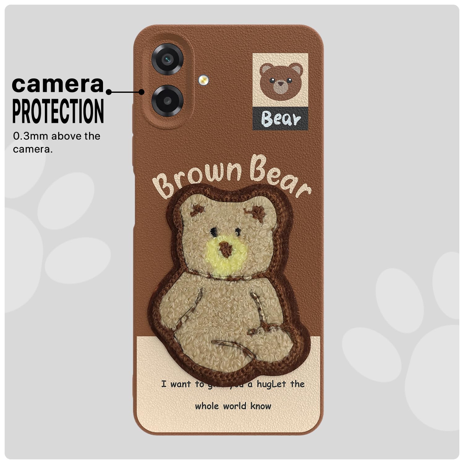 Pikkme brown Plush Patch mobile back cover for Samsung F70e 5G/F07/A07/M07 – photo 6