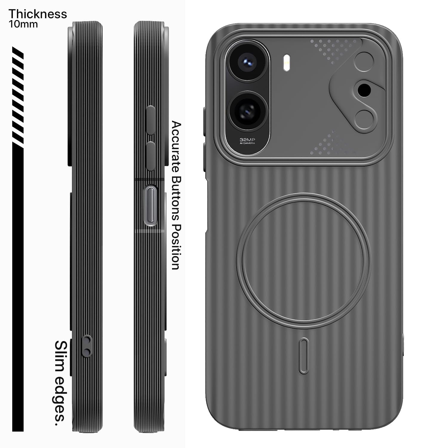 Redmi A7 Pro/Poco C85x 5G/C81 mobile back cover in grey by Pikkme – photo 3