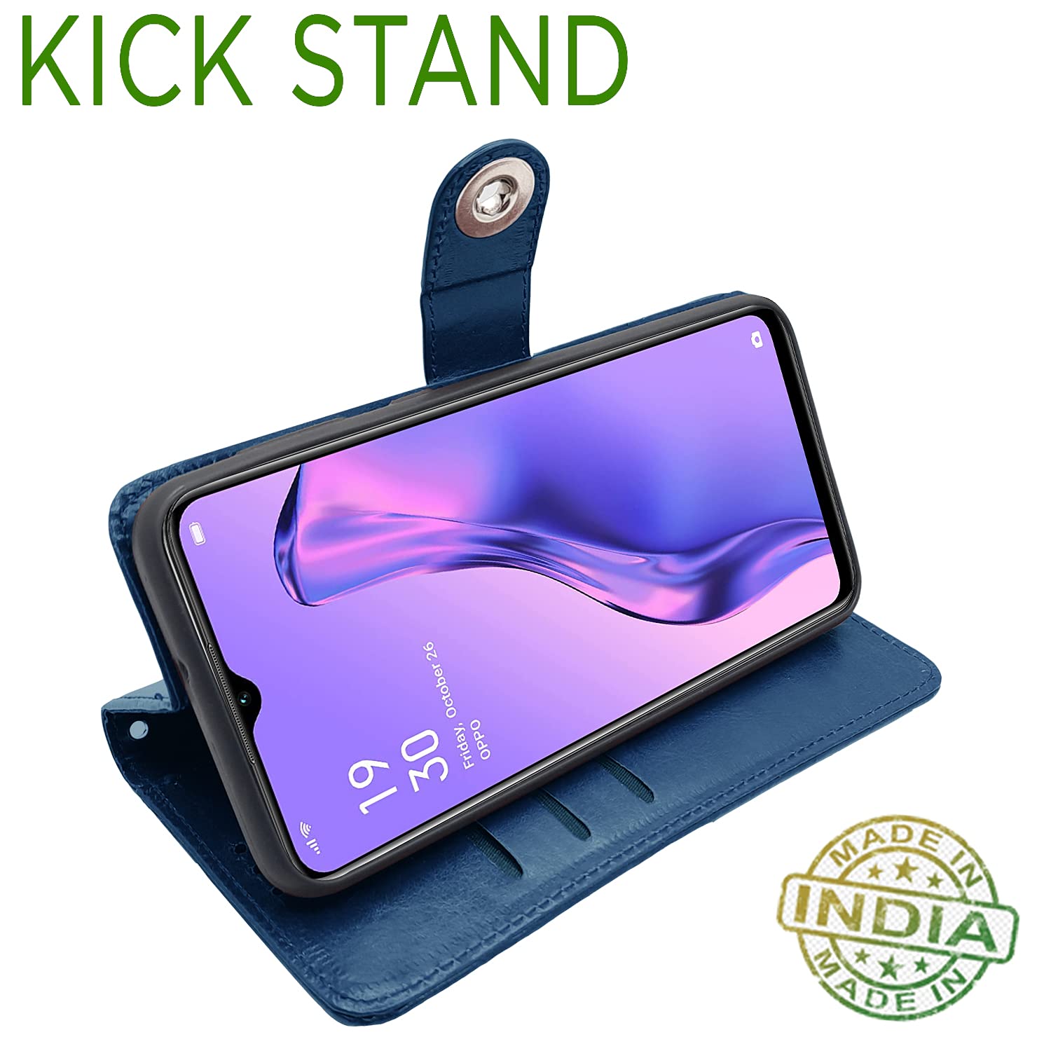 Pikkme Oppo A31 Button Flip Cover (Blue)