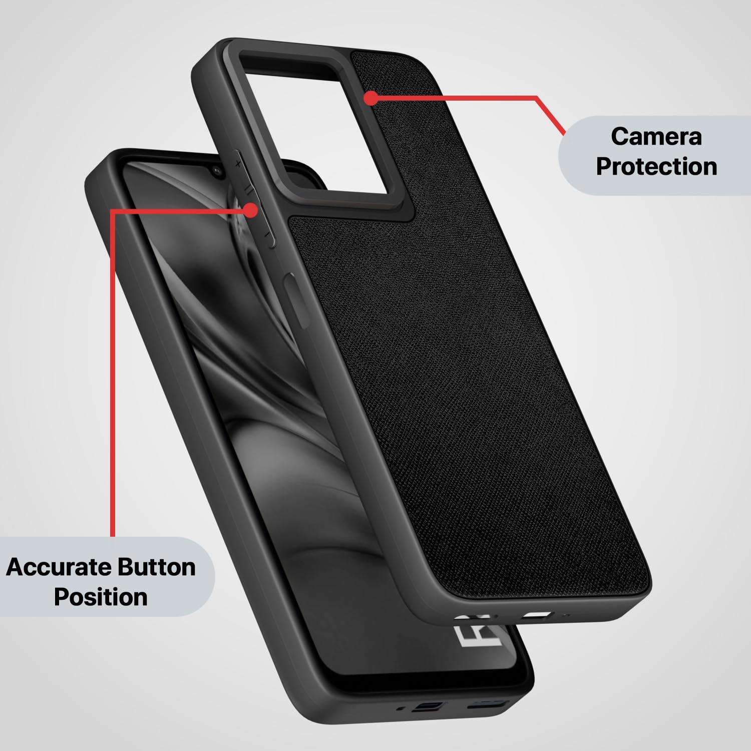 Pikkme Redmi 13C 4G / 5G / Poco C65 / Poco M6 5G Vegan Leather Back Cover (Black)