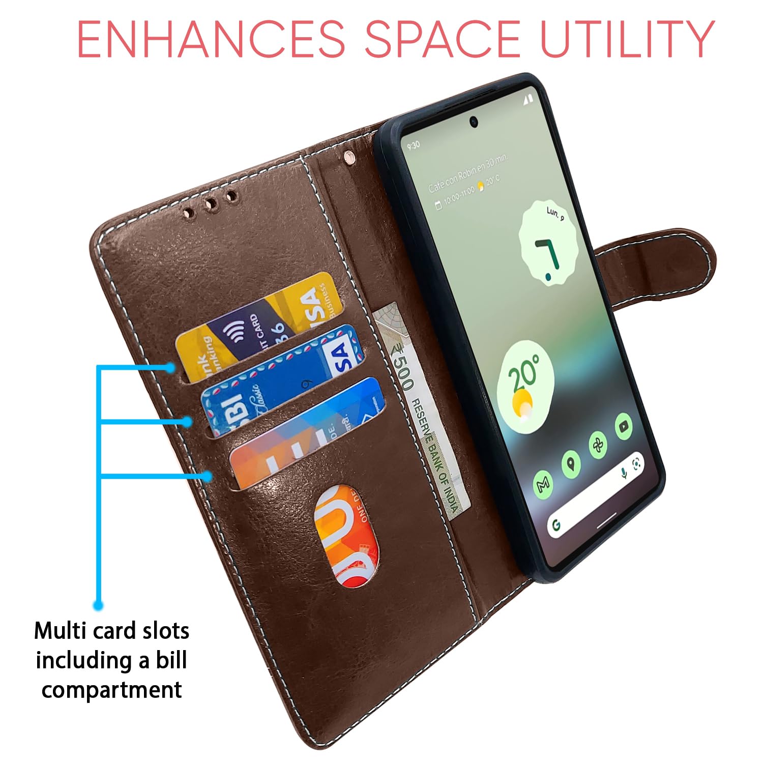 Google Pixel 6a flip case in brown & coffee by Pikkme – photo 4