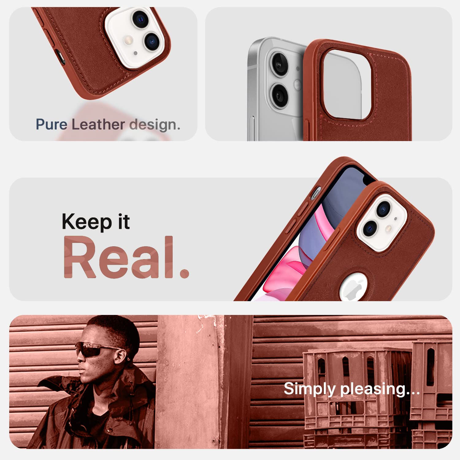 iPhone 11 Leather back cover in brown by Pikkme – photo 5