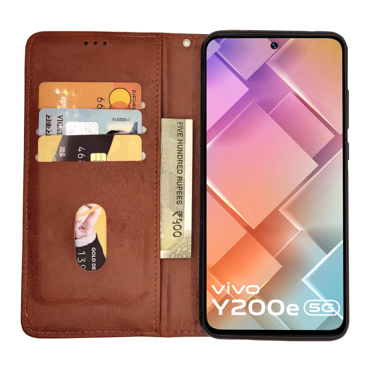 Pikkme brown Magnetic wallet flip cover for Vivo T3/Y200e 5G – photo 3