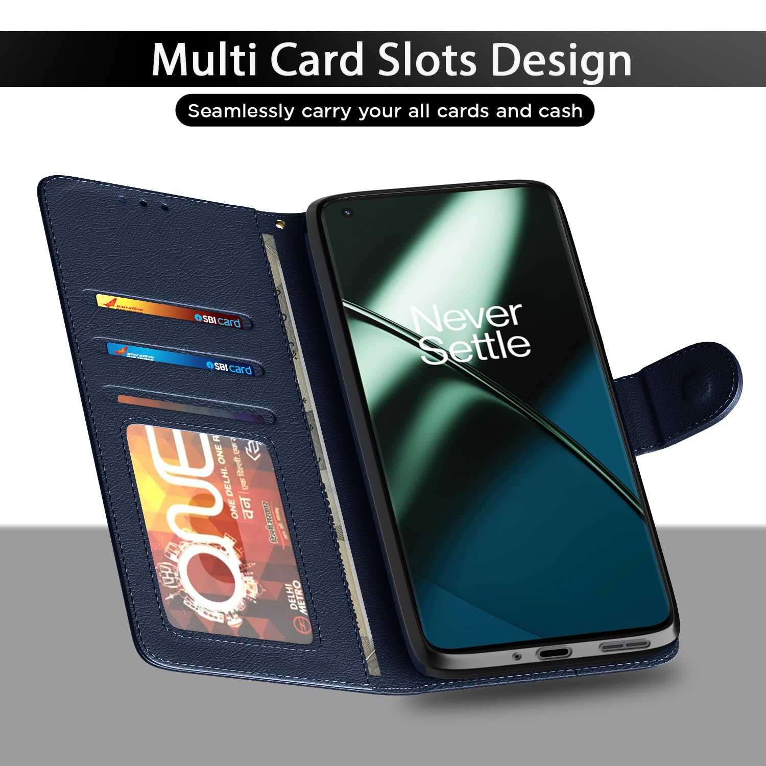 Pikkme blue Wallet mobile flip cover for OnePlus 11 5G – photo 5