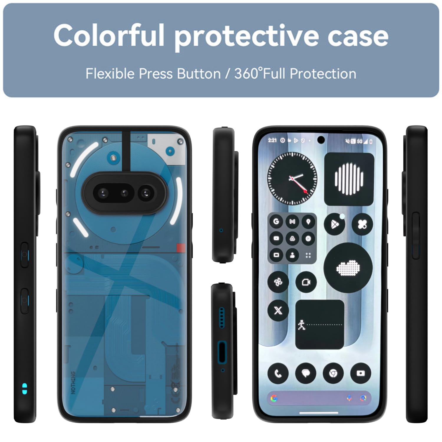 Pikkme Nothing Phone 3a 5G Eagle 2 Shockproof Sleek Hybrid Armor back Cover (Black)