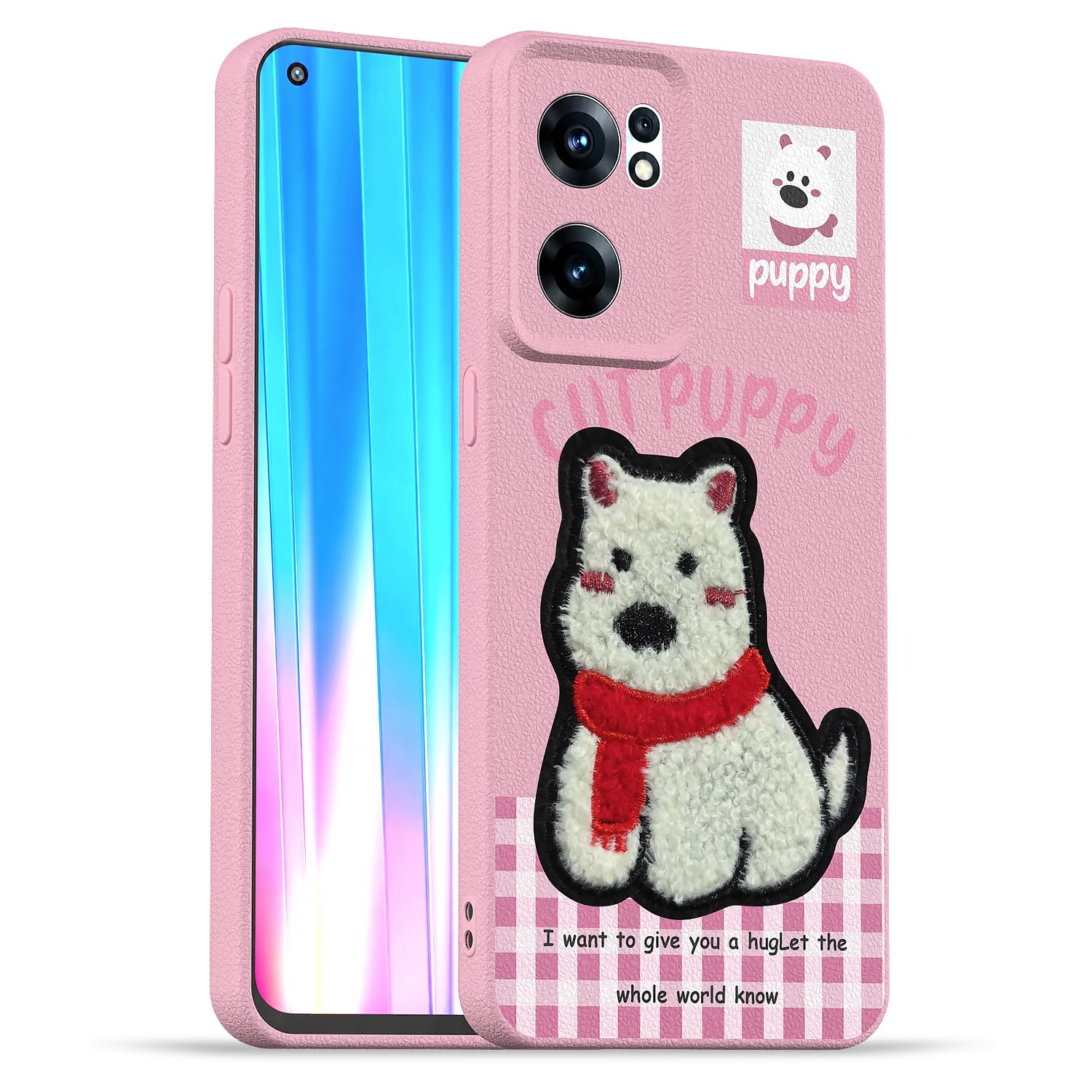 Pikkme pink Plush Patch back cover for OnePlus Nord CE 2 5G