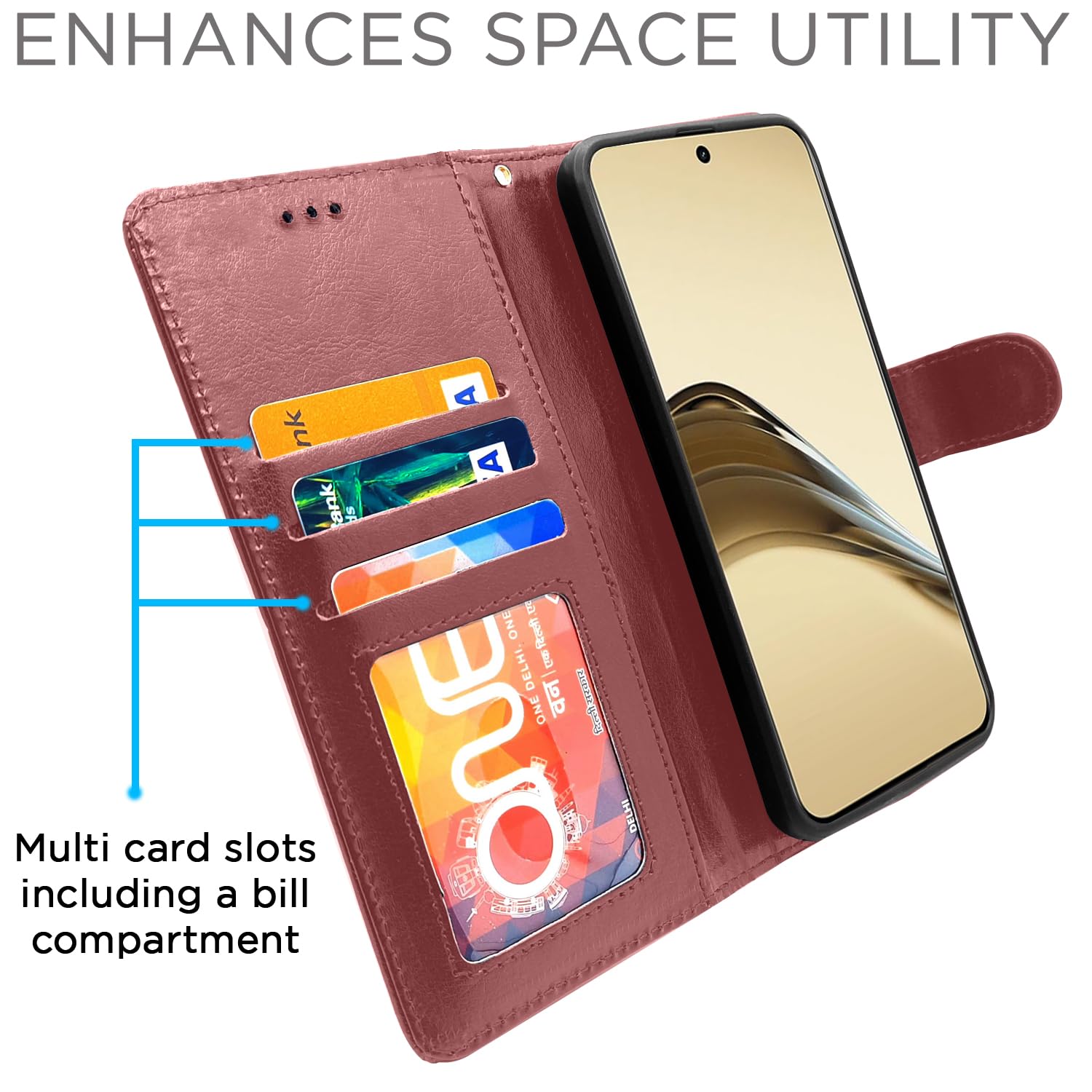 Pikkme Realme 13 Pro 5G Vintage Flip Cover (Brown)