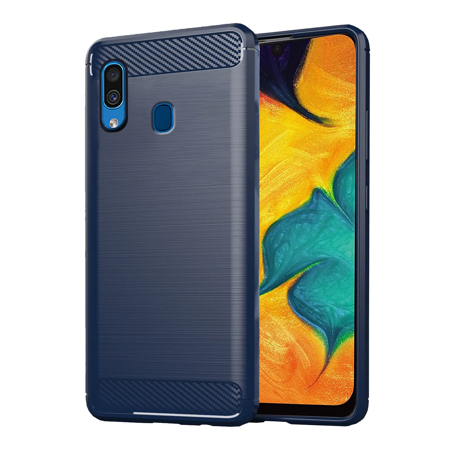 Samsung Galaxy A30/ A20/ M10S Hybrid Carbon Fiber Back Cover - Blue