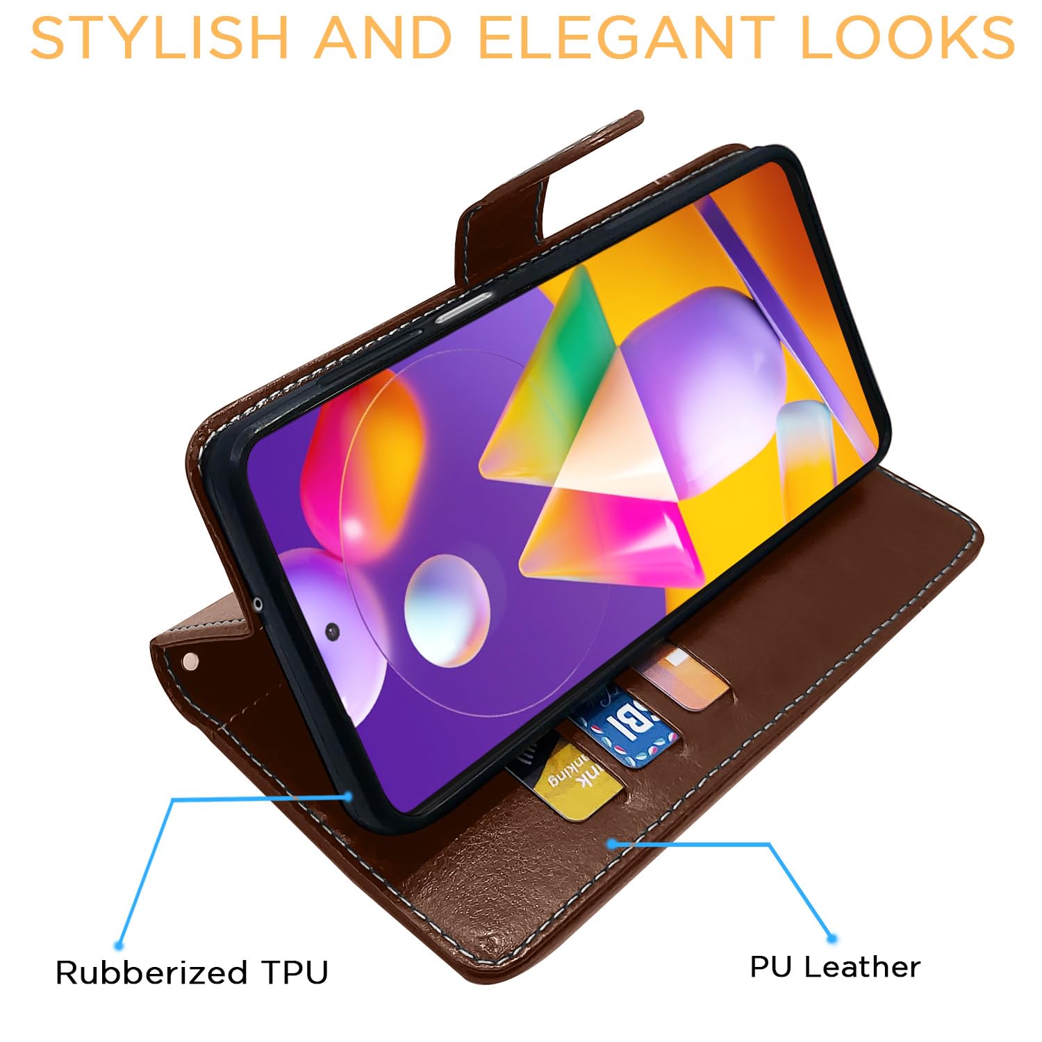 Pikkme brown & coffee Magnetic wallet flip cover for Samsung M31s – photo 5