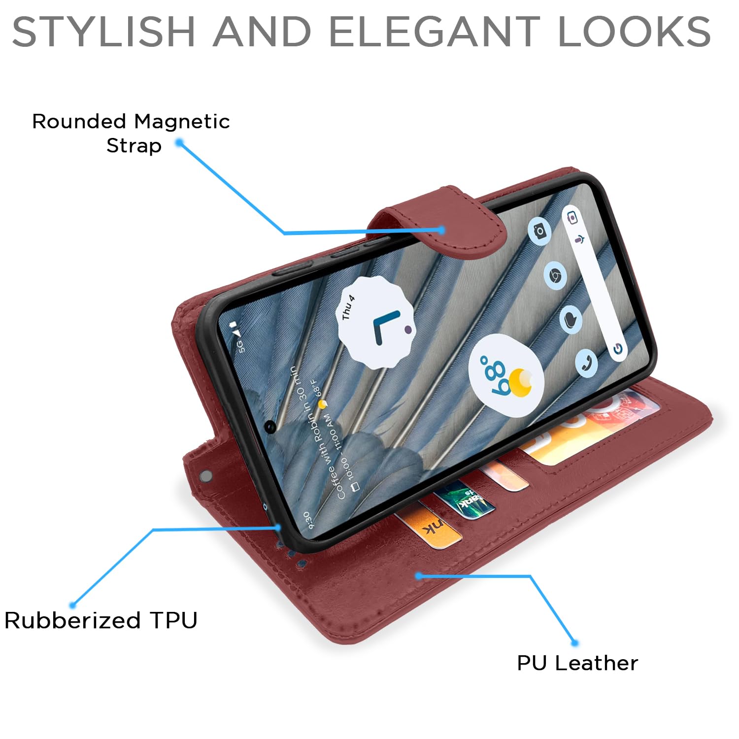Pikkme Google Pixel 7A brown flip case – photo 3