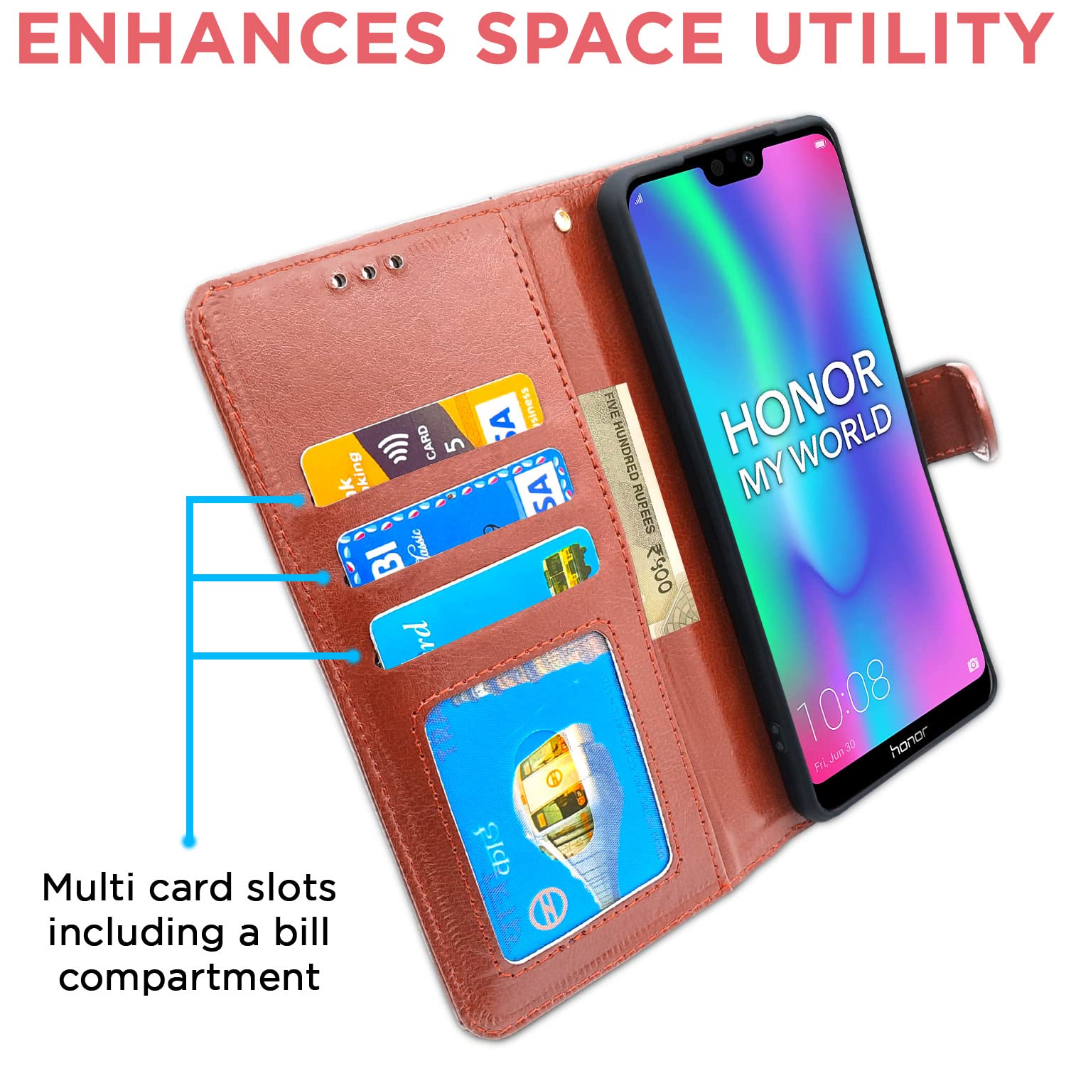 Pikkme brown Wallet flip cover for Honor 9N – photo 3