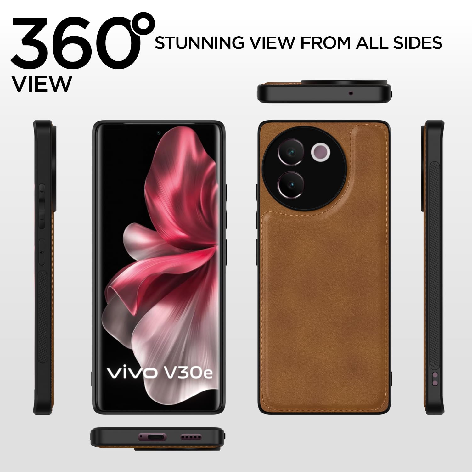 Pikkme Vivo V30e 5G Leatherback Back Case | Brown