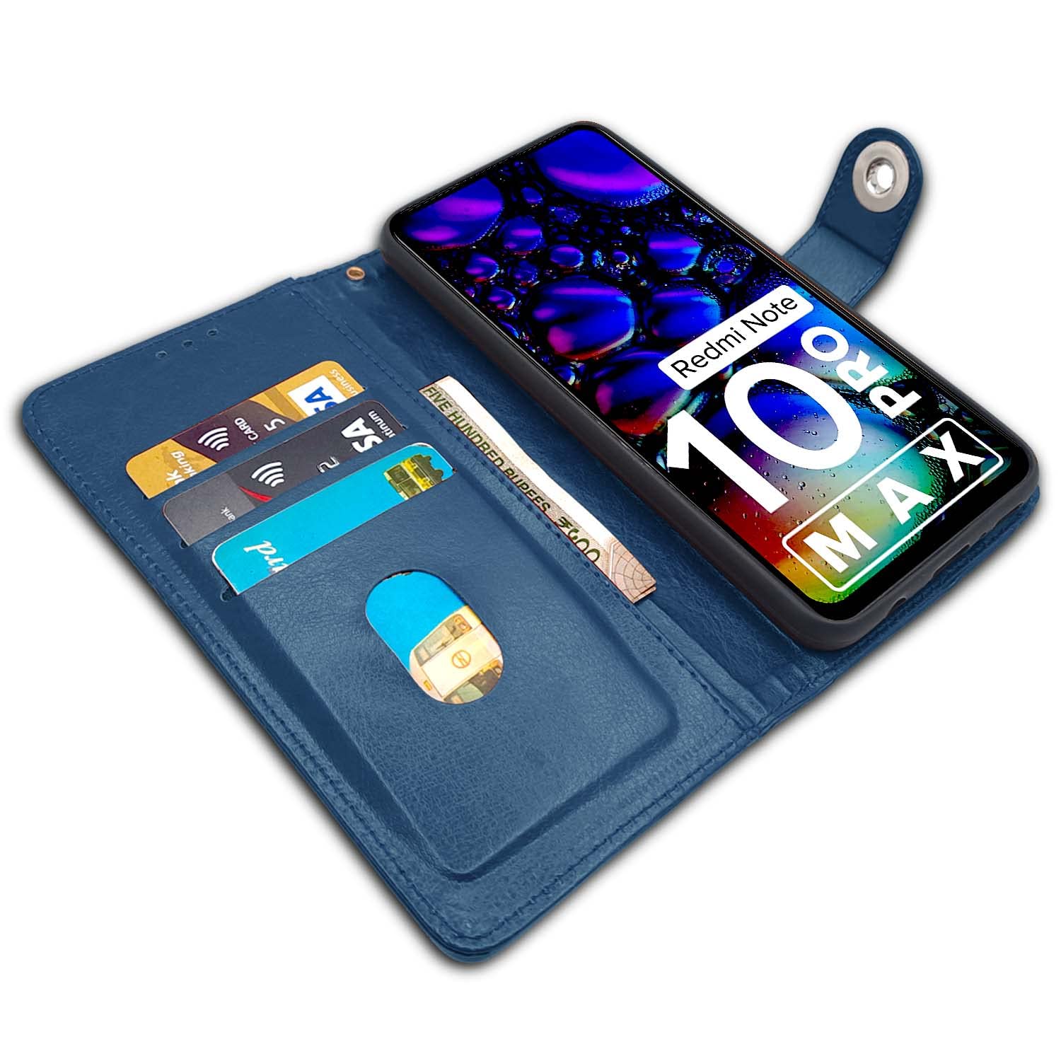 Pikkme Redmi Note 10 Pro / Note 10 Pro Max Button Flip Cover (Blue)