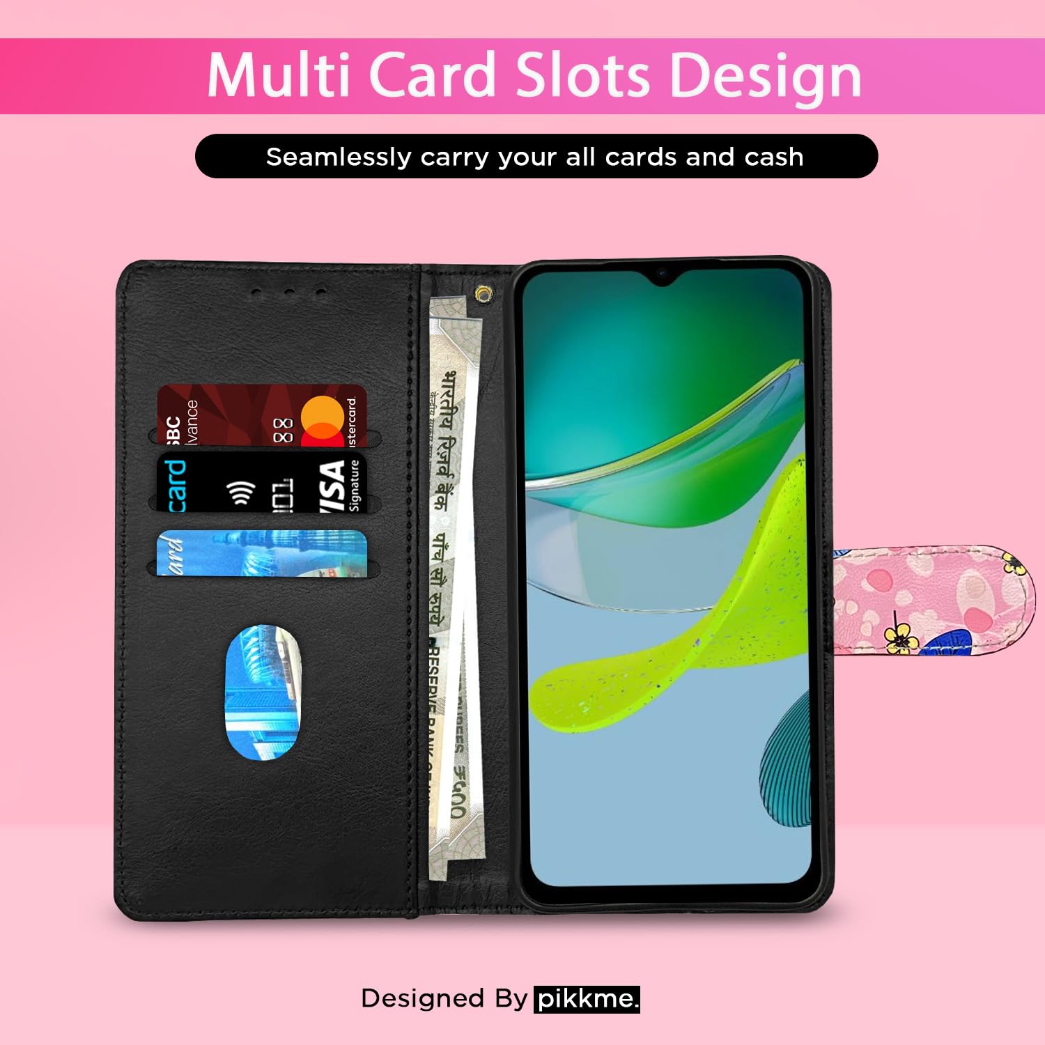 Moto E13 flip cover in pink flower by Pikkme – photo 3