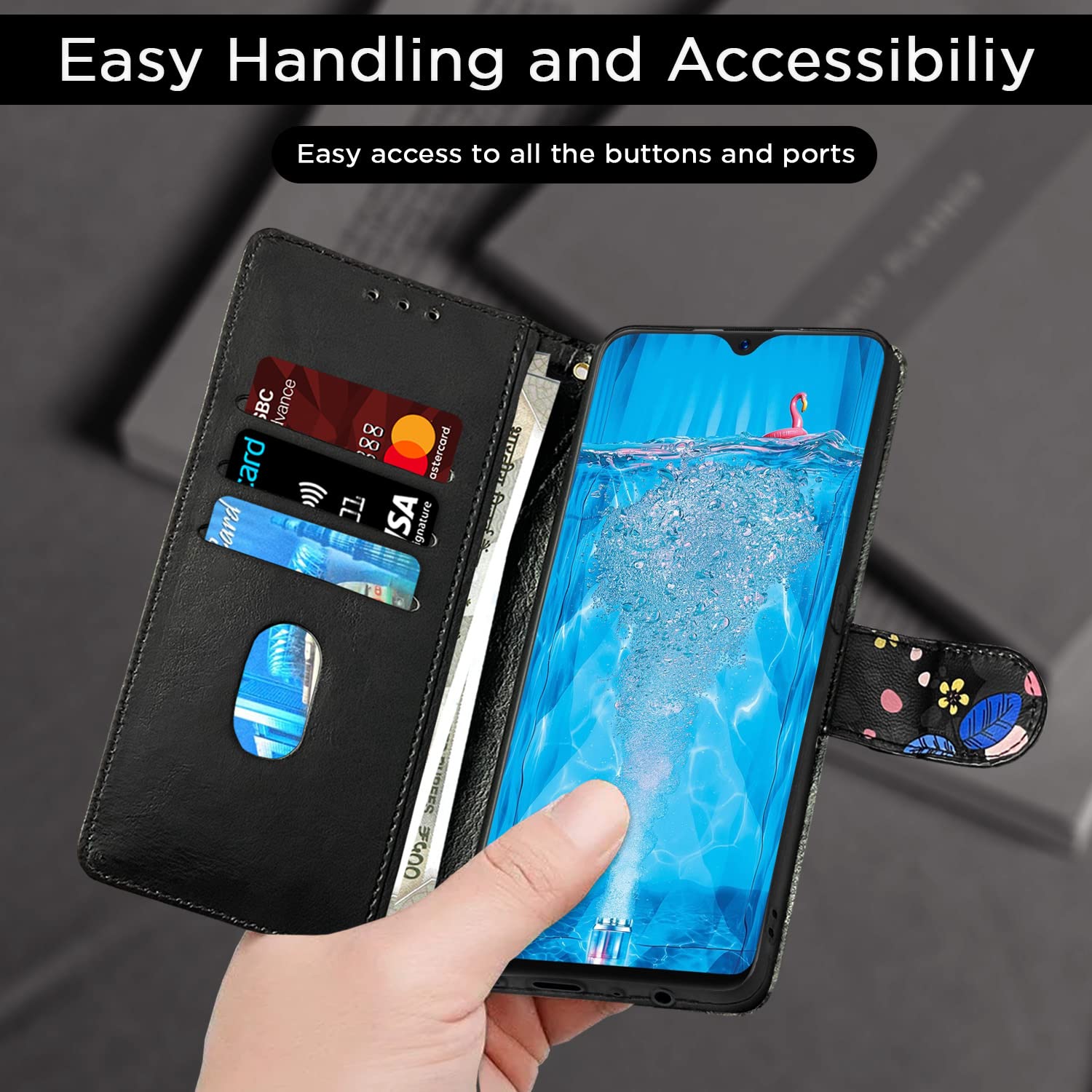 Black flower flip case for Oppo F9/F9 Pro, Realme 2/2 Pro/U1 – Pikkme – photo 6