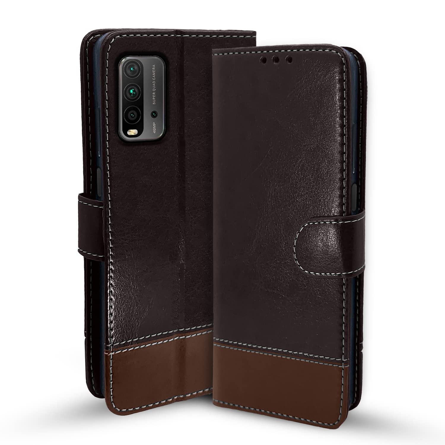 Coffee & brown Magnetic flip cover for Redmi 9 Power – Pikkme