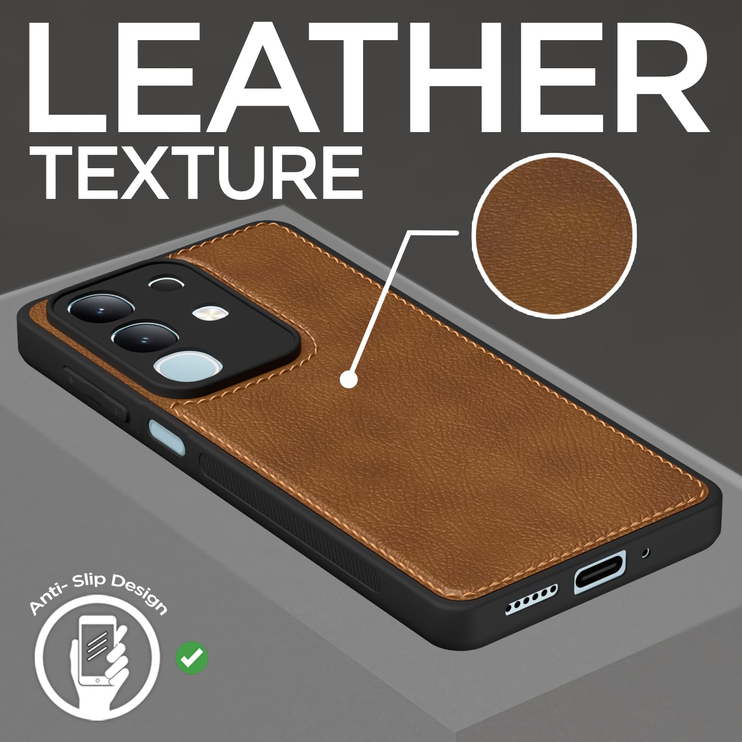 Pikkme Vivo T4x 5G / iQoo Z10x 5G Leather Back Case | Brown