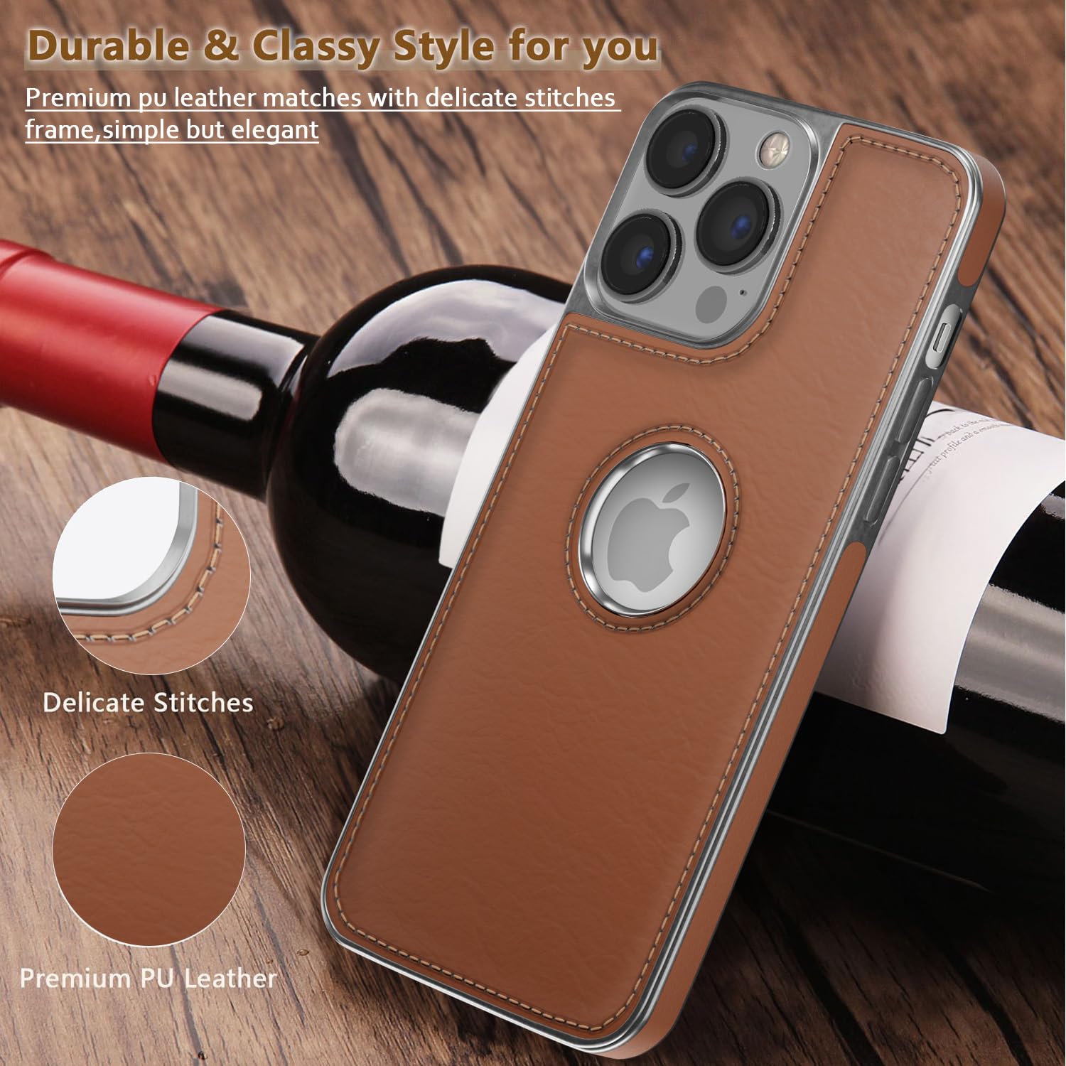 iPhone 13 Pro Leatherback mobile back cover in tan by Pikkme – photo 5