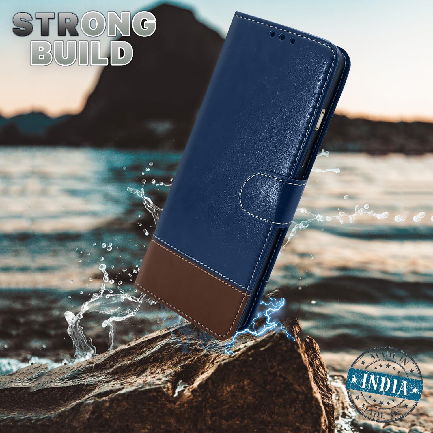 Pikkme blue & brown Magnetic wallet flip cover for Samsung J5 Prime – photo 3