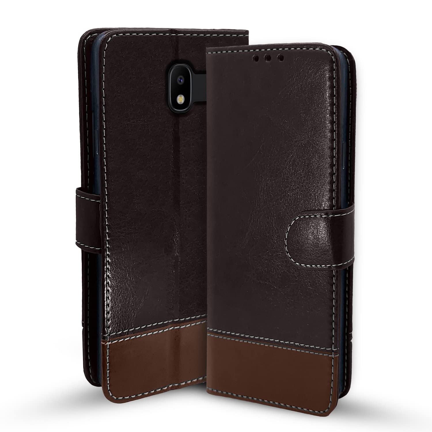 Samsung J2 Core mobile flip cover in coffee & brown by Pikkme