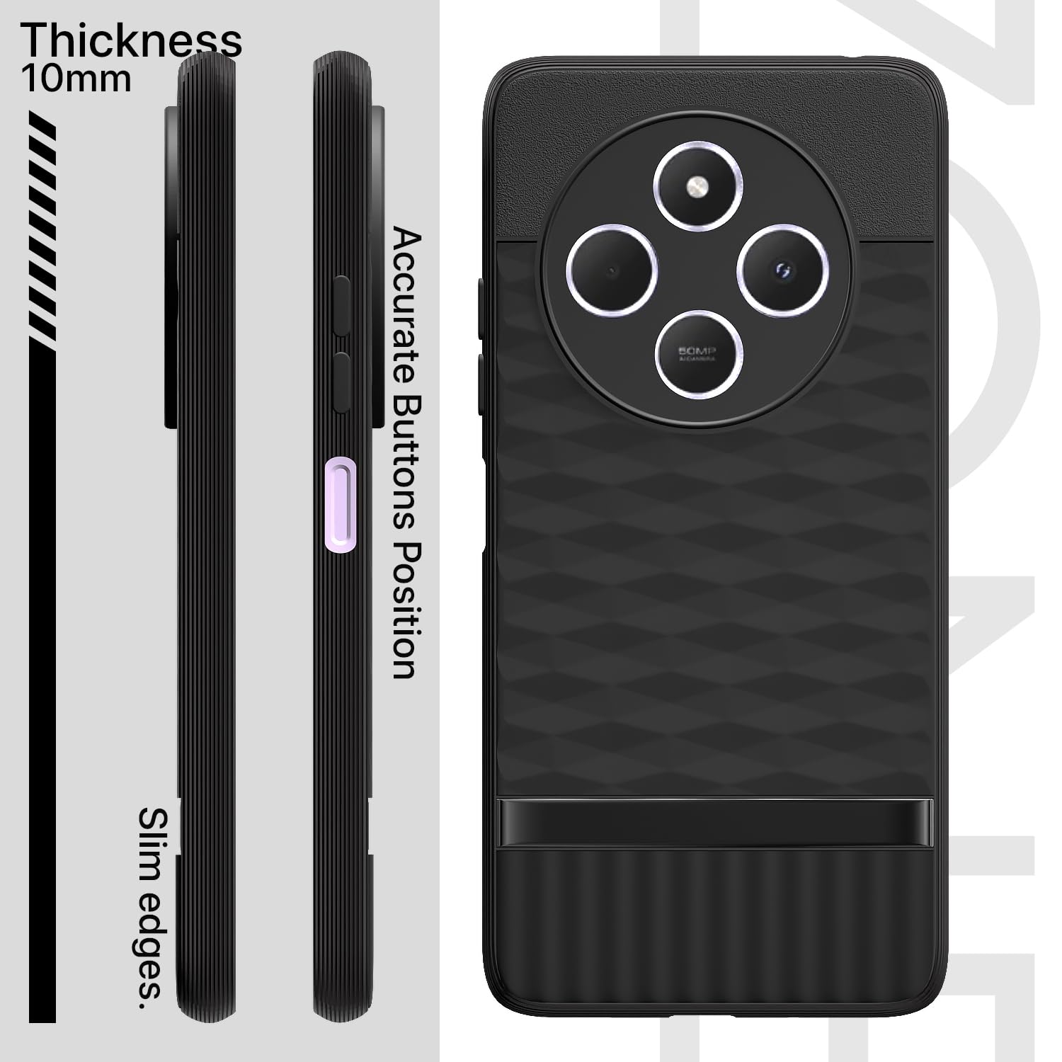 Pikkme Redmi 14c 5G / Redmi A4 5G / Poco C75 5G Gencase Back Cover (Black)