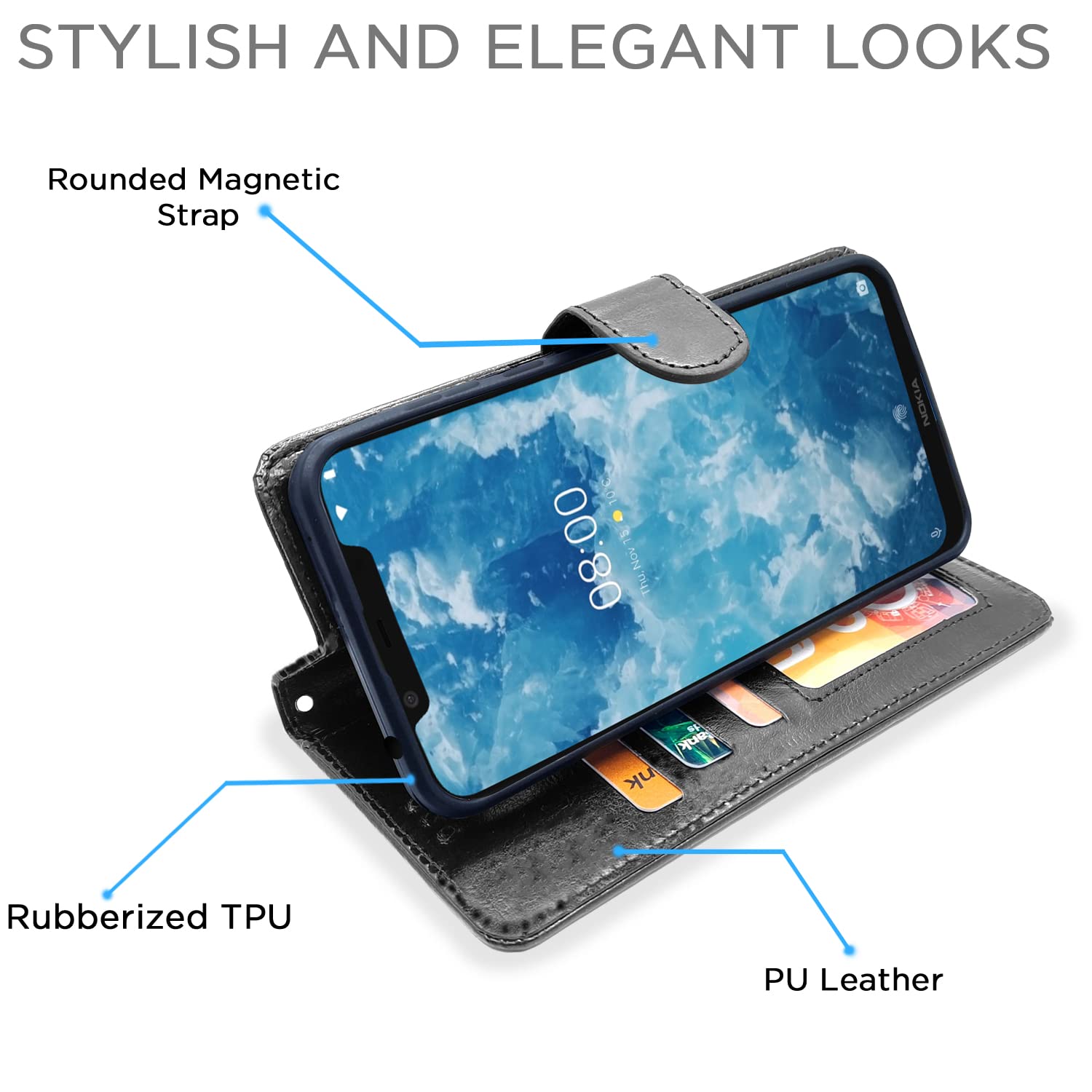 Pikkme black Wallet wallet flip cover for Nokia 8.1 – photo 5