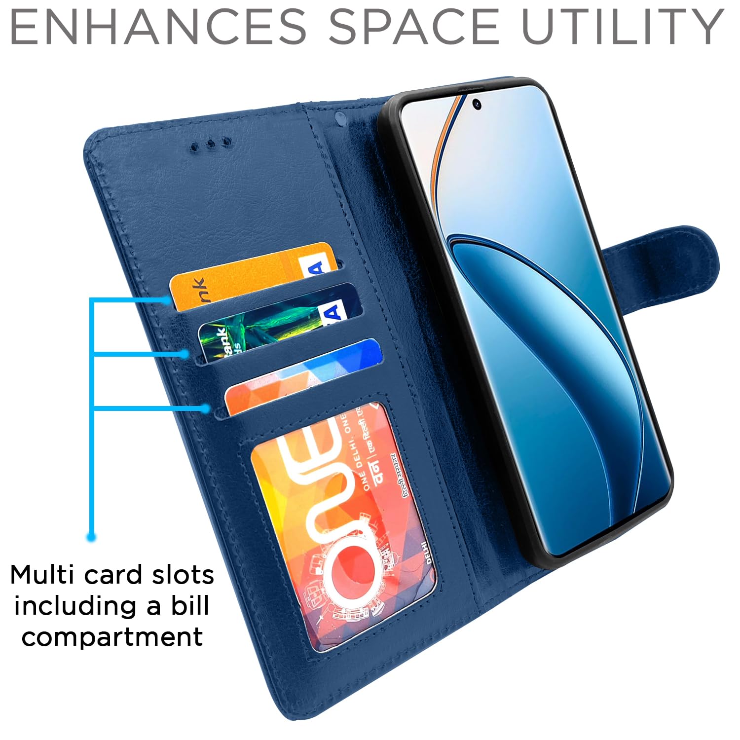 Pikkme blue wallet flip cover for Realme 12 Pro/12 Pro Plus 5G – photo 5
