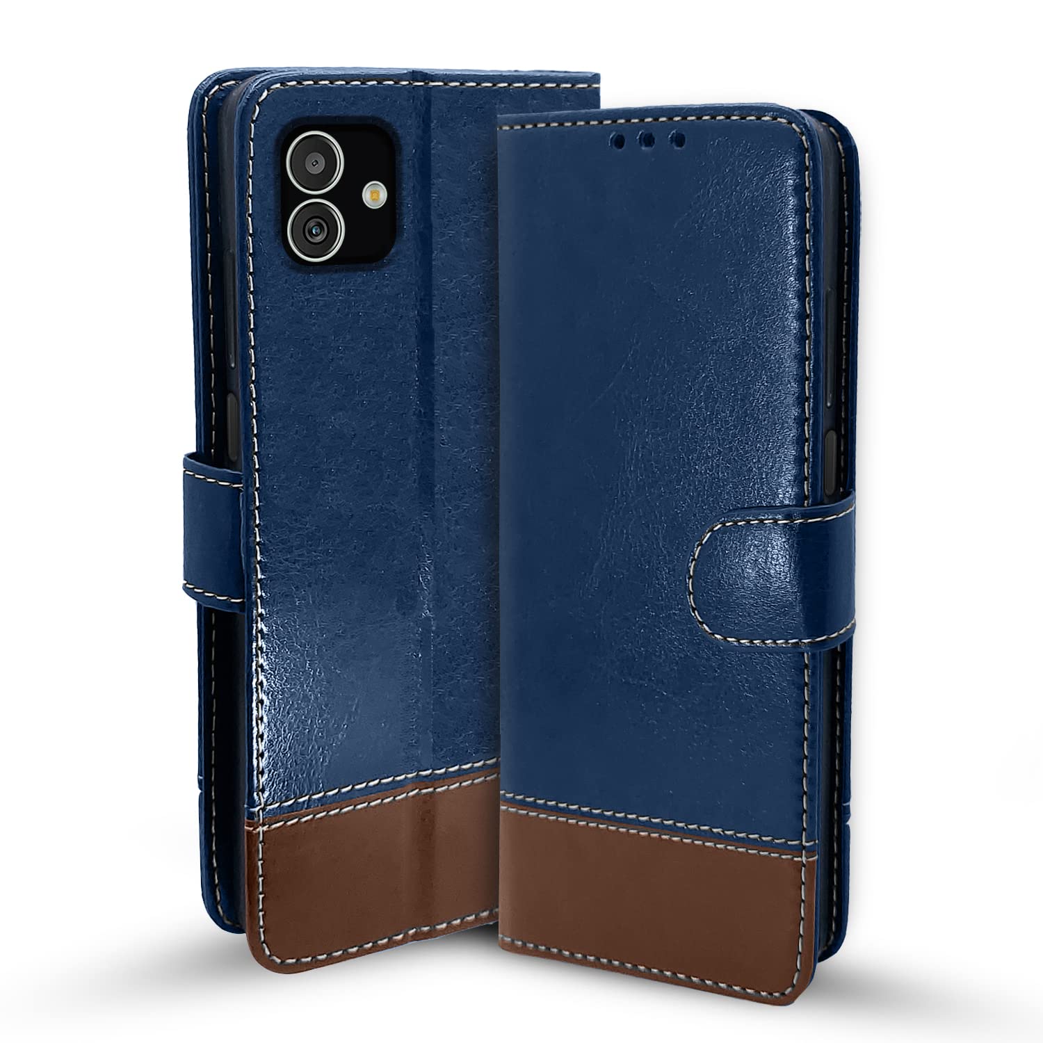 Samsung F14 5G flip cover in blue & brown by Pikkme