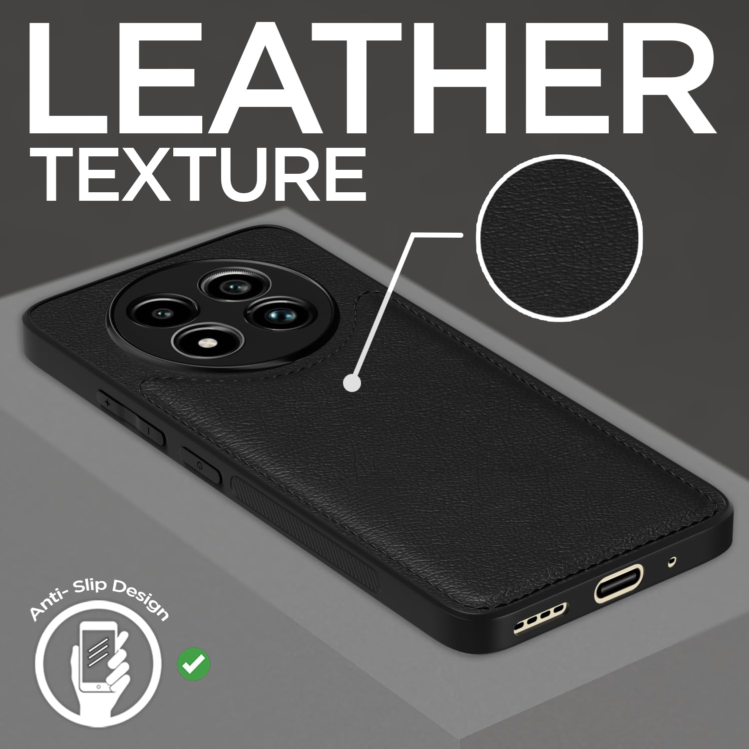 Pikkme Realme 13 Pro / 13 Pro Plus 5G Leatherback Back Case | Black