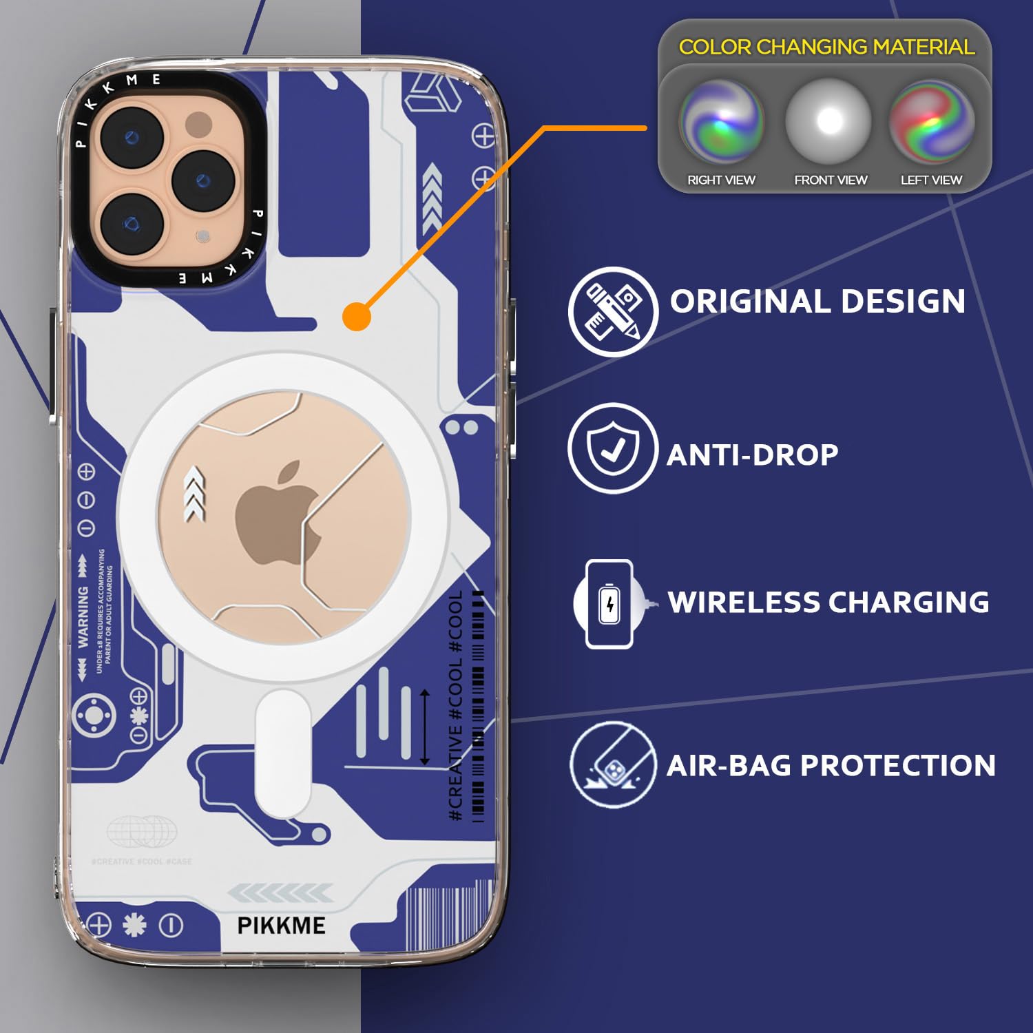 Pikkme iPhone 11 Pro Max Printmagsafe Back Cover (Blue)