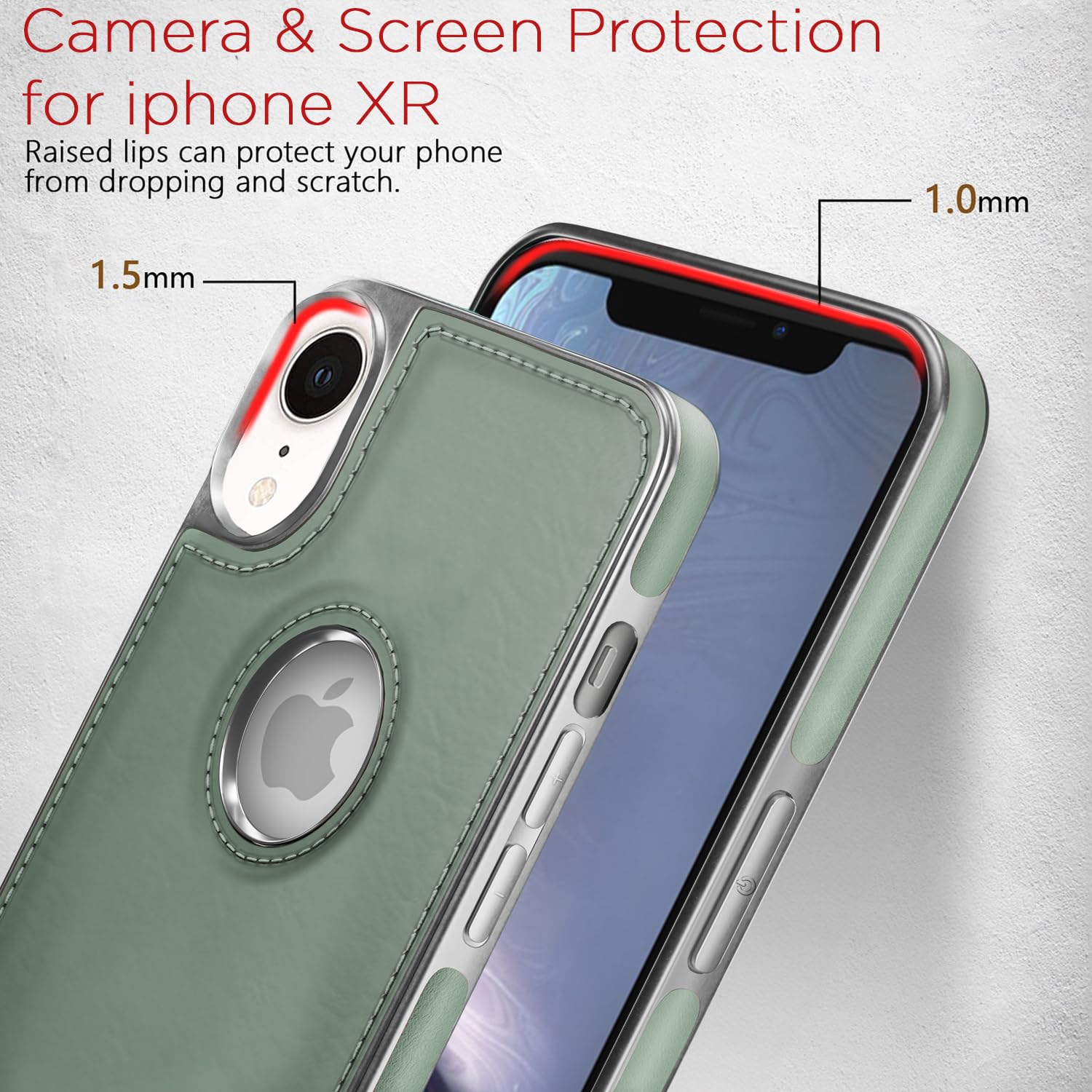 Pikkme iPhone XR Silver Electroplated Chrome Leather Back Cover (Green)